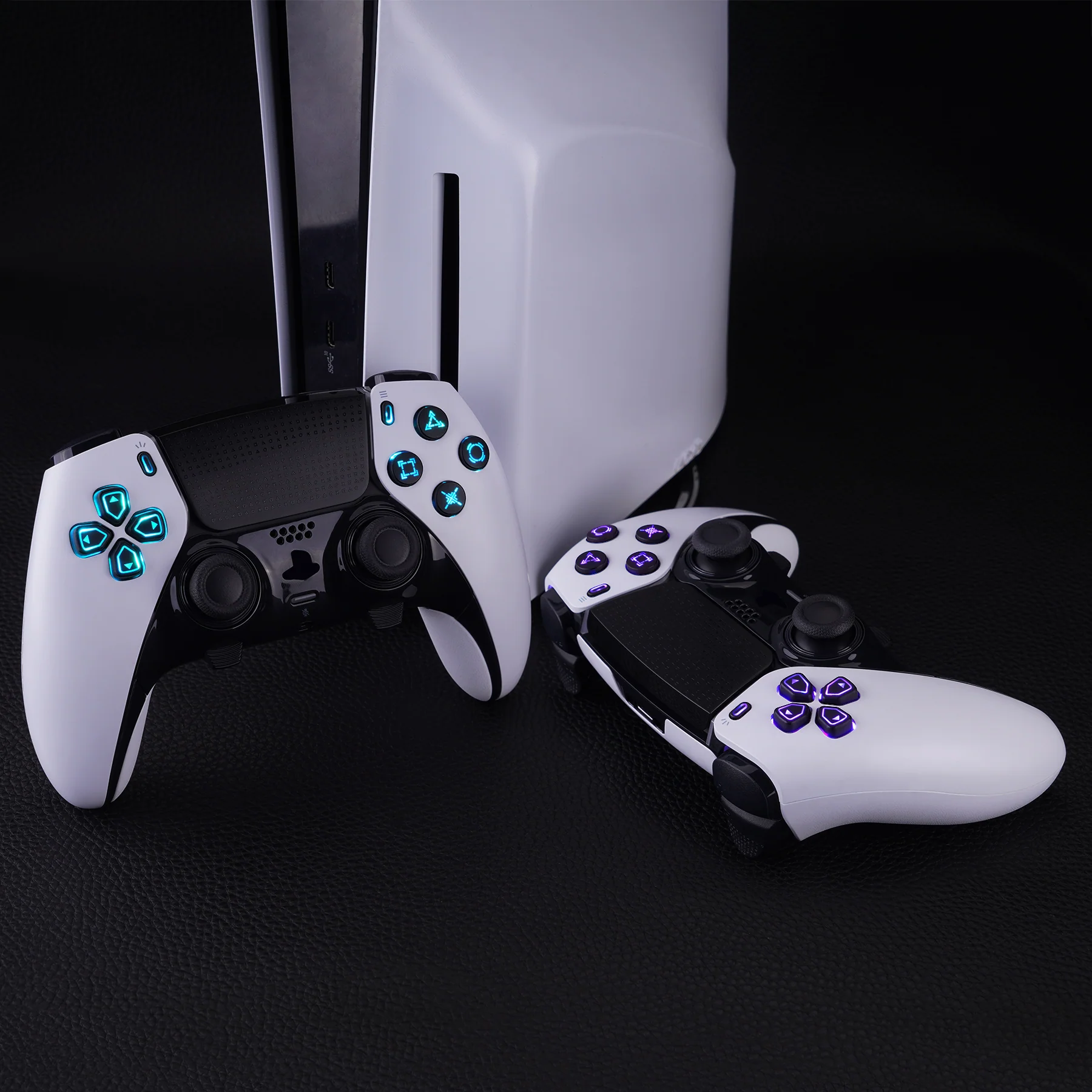 eXtremeRate Multi-Colors Luminated Buttons D&F LED Kit for PS5 Edge Controller - Black Classical Symbols Buttons - Image 6