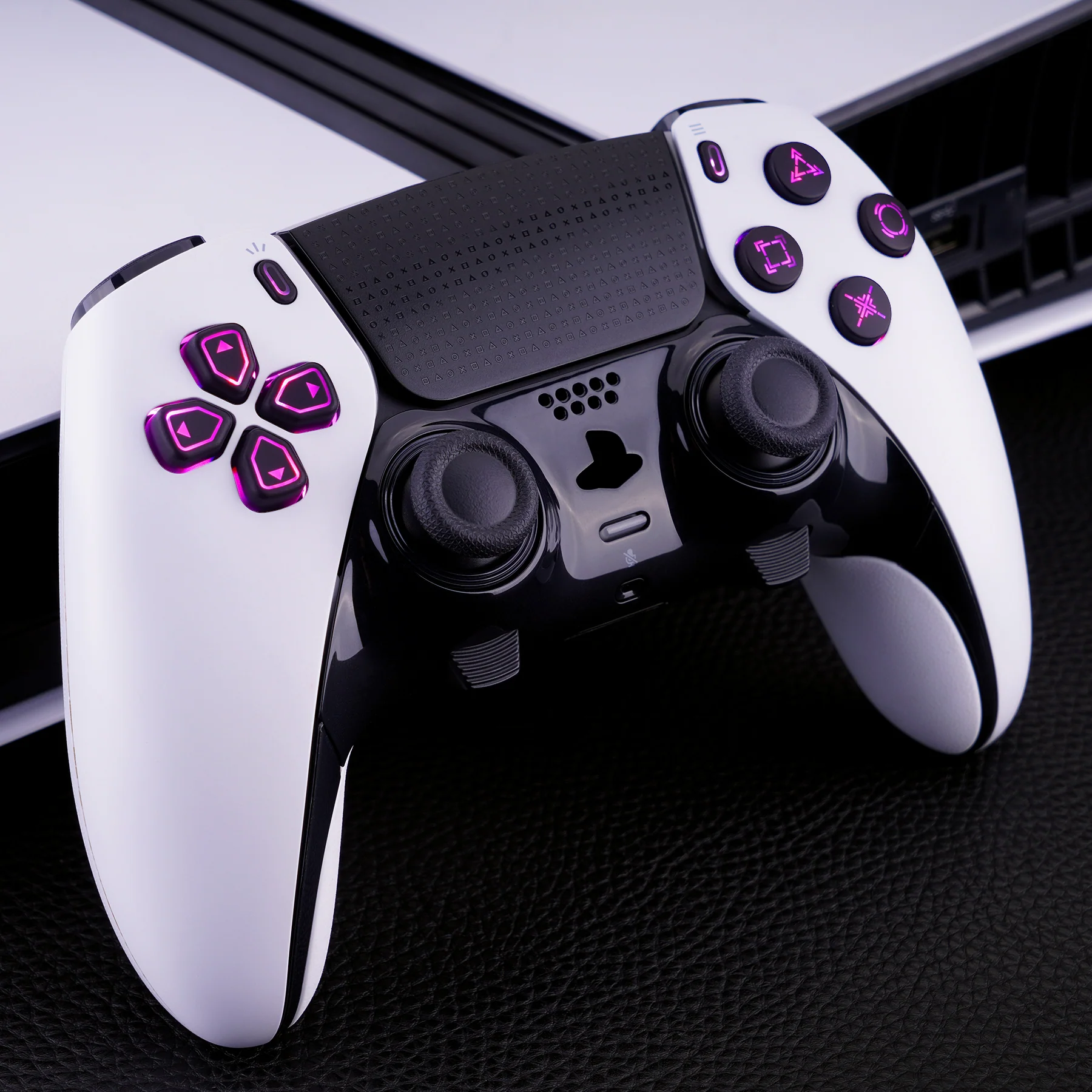 eXtremeRate Multi-Colors Luminated Buttons D&F LED Kit for PS5 Edge Controller - Black Classical Symbols Buttons - Image 7