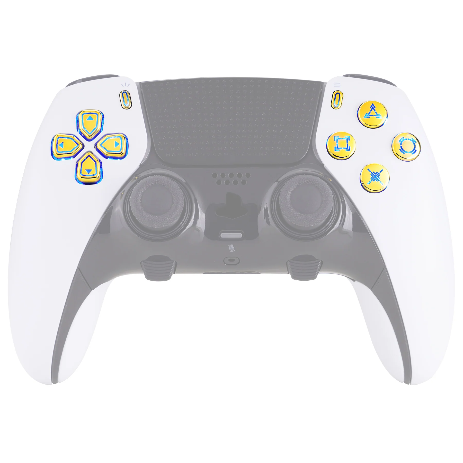 eXtremeRate Multi-Colors Luminated Buttons D&F LED Kit for PS5 Edge Controller - Chrome Gold Classical Symbols Buttons - Image 3