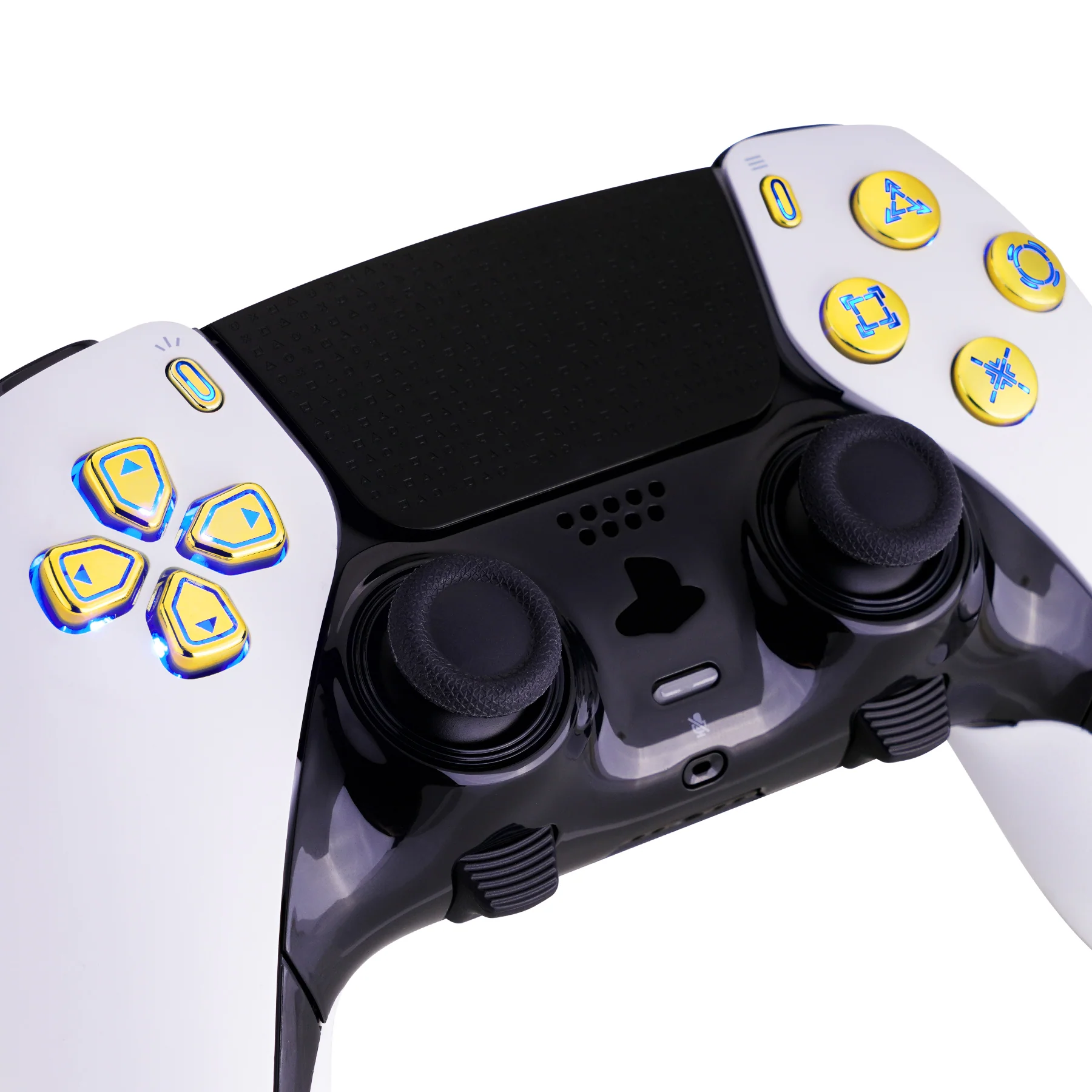 eXtremeRate Multi-Colors Luminated Buttons D&F LED Kit for PS5 Edge Controller - Chrome Gold Classical Symbols Buttons - Image 4