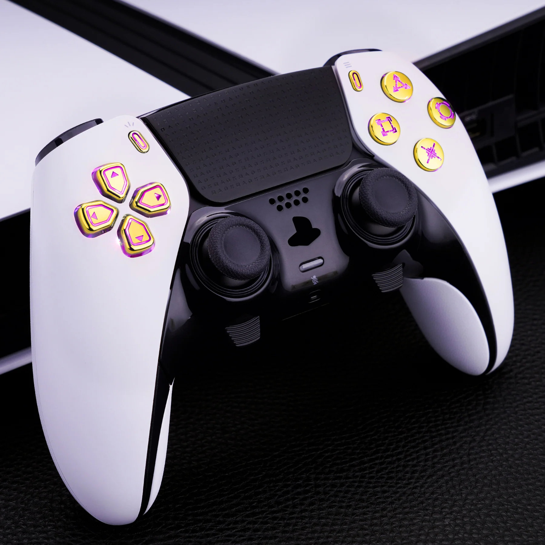 eXtremeRate Multi-Colors Luminated Buttons D&F LED Kit for PS5 Edge Controller - Chrome Gold Classical Symbols Buttons - Image 7