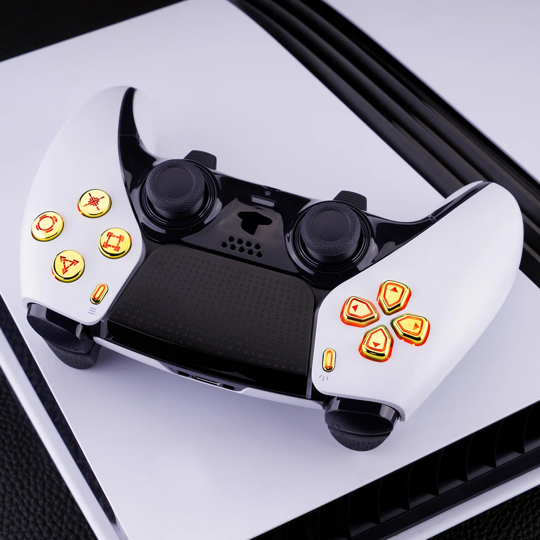 eXtremeRate Multi-Colors Luminated Buttons D&F LED Kit for PS5 Edge Controller - Chrome Gold Classical Symbols Buttons - Image 8