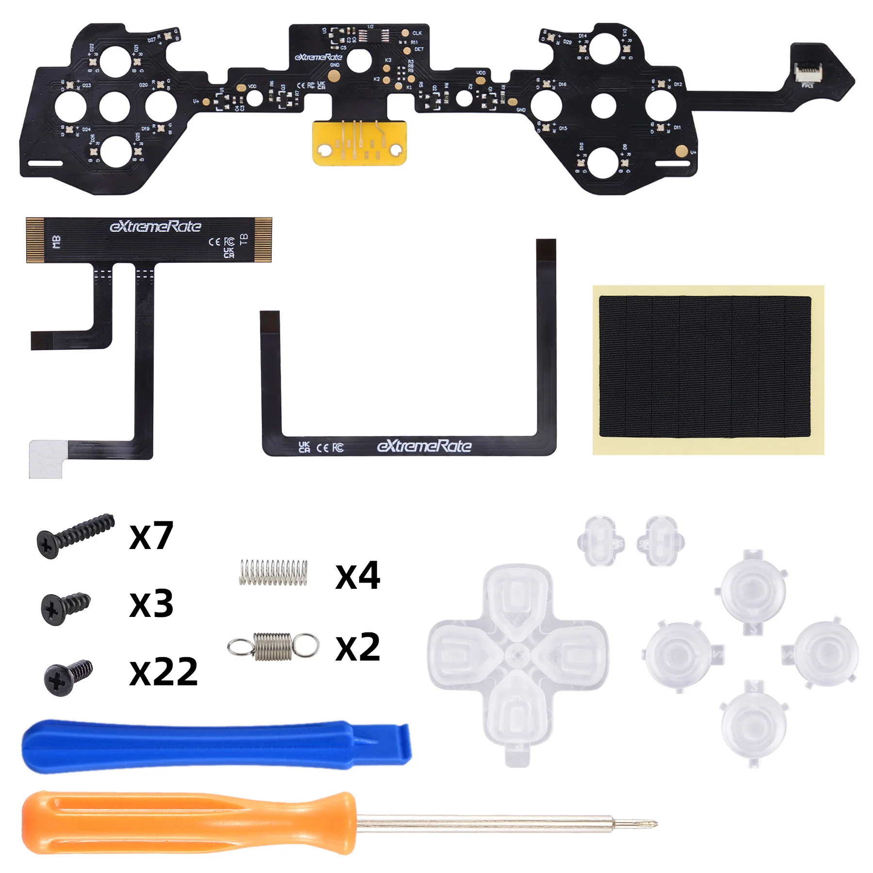 eXtremeRate Multi-Colors Luminated Buttons D&F LED Kit for PS5 Edge Controller - Transparent Clear Buttons - Image 2