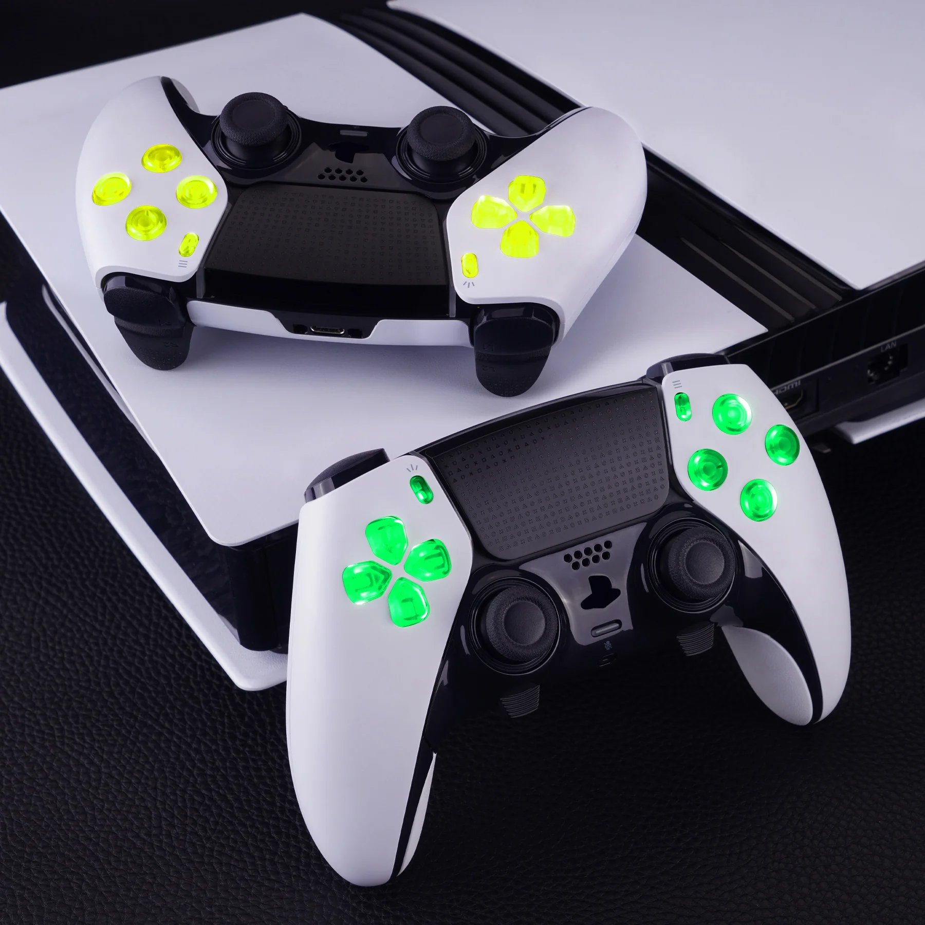 eXtremeRate Multi-Colors Luminated Buttons D&F LED Kit for PS5 Edge Controller - Transparent Clear Buttons - Image 5