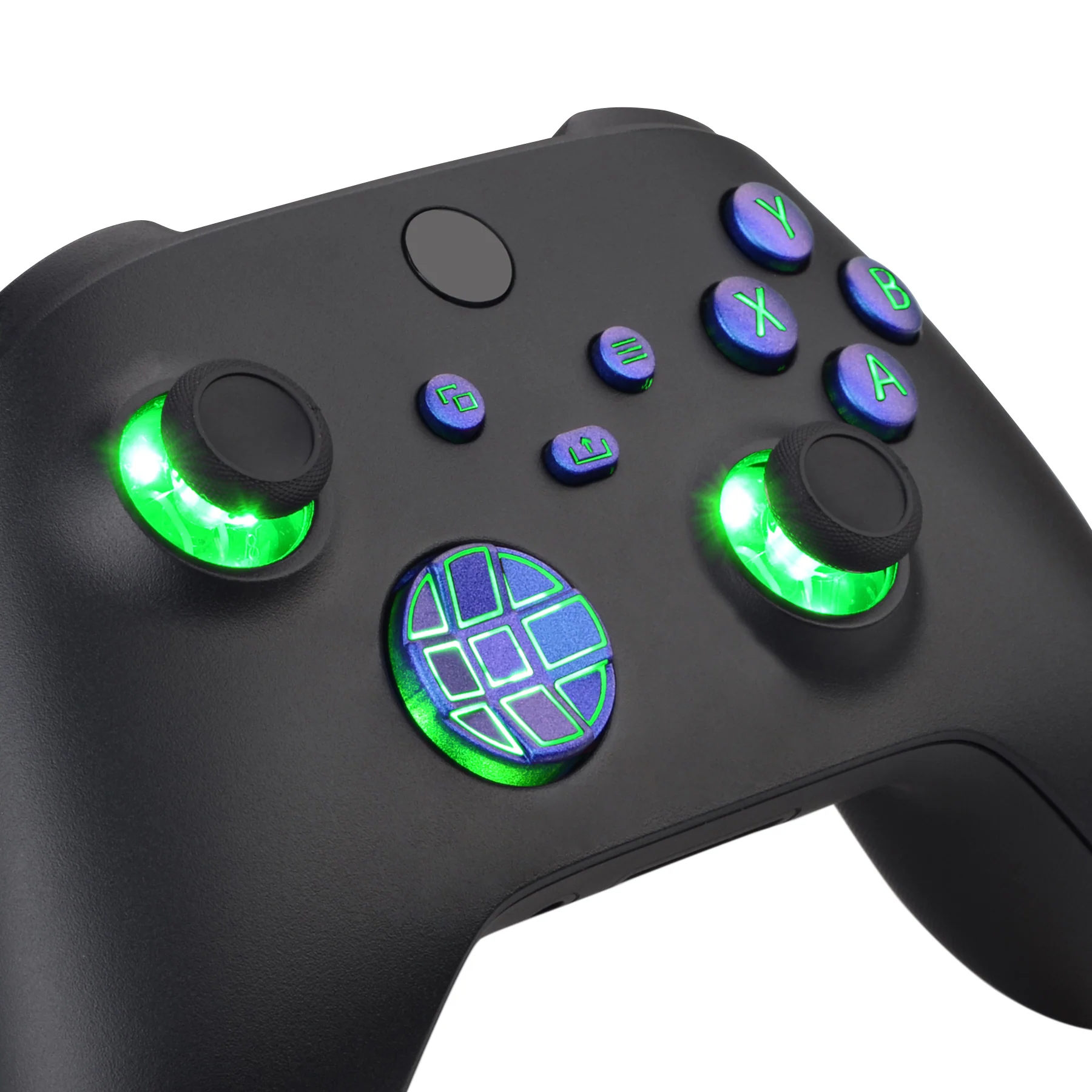 eXtremeRate Multi-Colors Luminated Buttons DTF V2 LED Kit for Xbox Series X & S Controller - Chameleon Purple Blue - Image 2