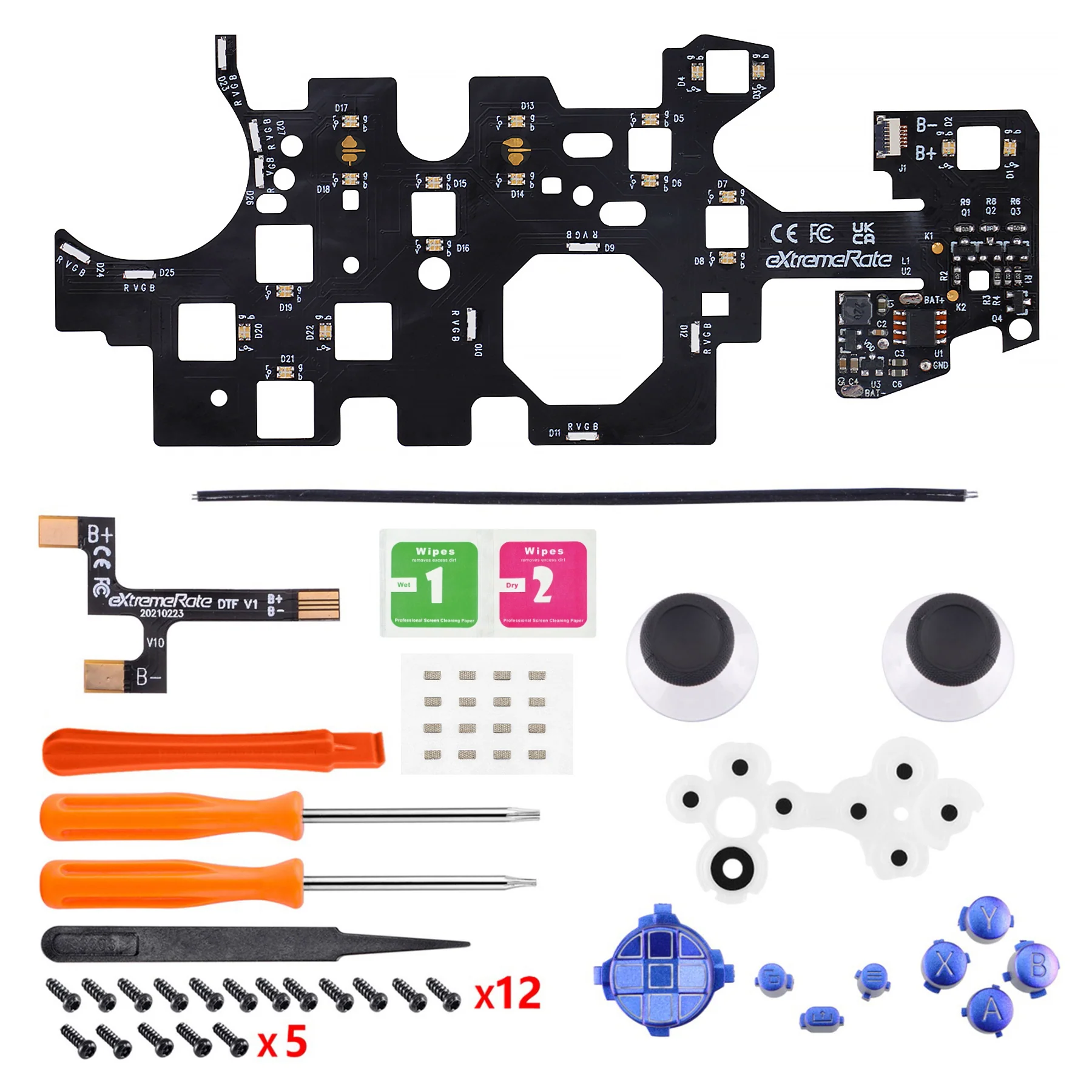 eXtremeRate Multi-Colors Luminated Buttons DTF V2 LED Kit for Xbox Series X & S Controller - Chameleon Purple Blue - Image 4