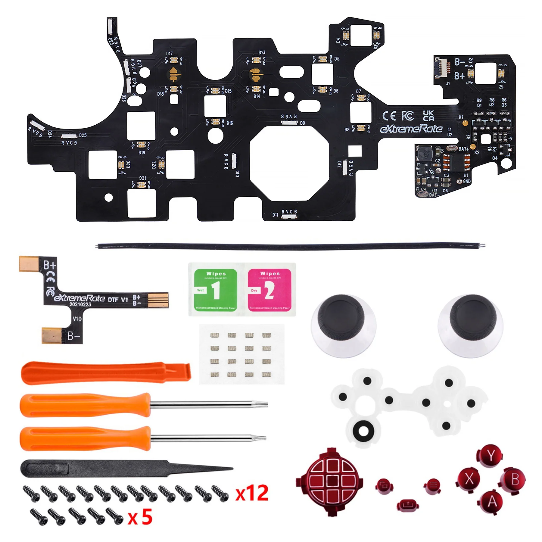 eXtremeRate Multi-Colors Luminated Buttons DTF V2 LED Kit for Xbox Series X & S Controller - Scarlet Red - Image 4