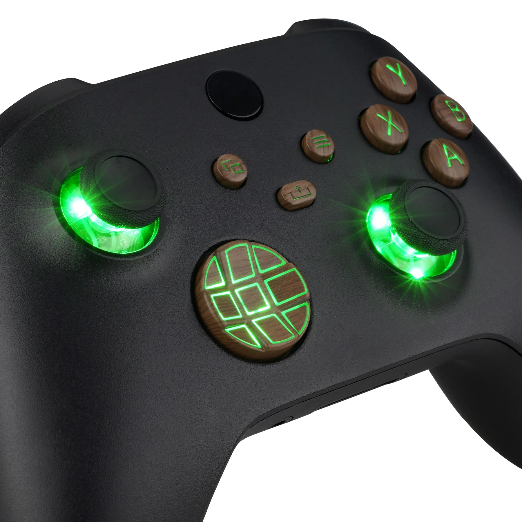 eXtremeRate Multi-Colors Luminated Buttons DTF V2 LED Kit for Xbox Series X & S Controller - Wood Grain - Image 2