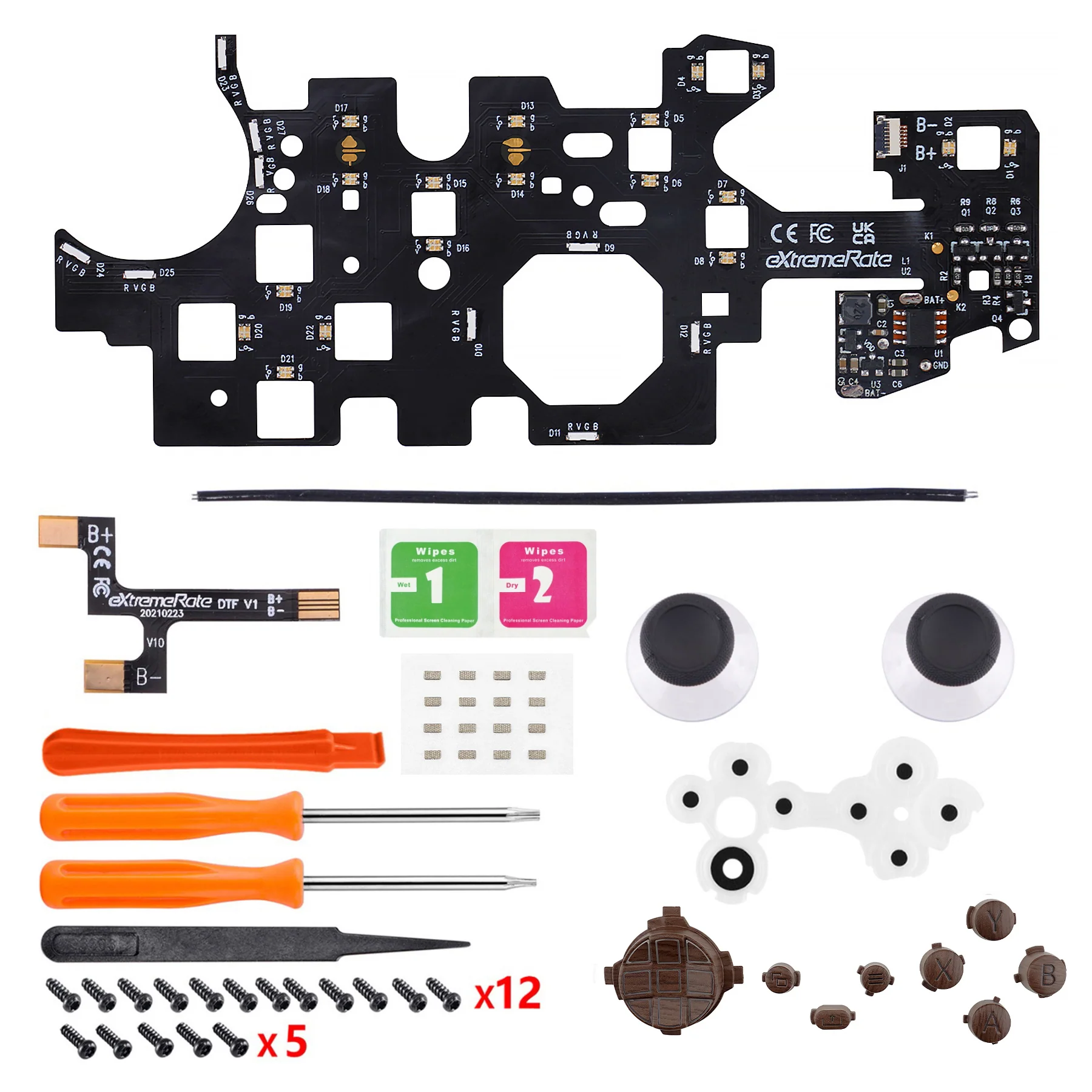 eXtremeRate Multi-Colors Luminated Buttons DTF V2 LED Kit for Xbox Series X & S Controller - Wood Grain - Image 4