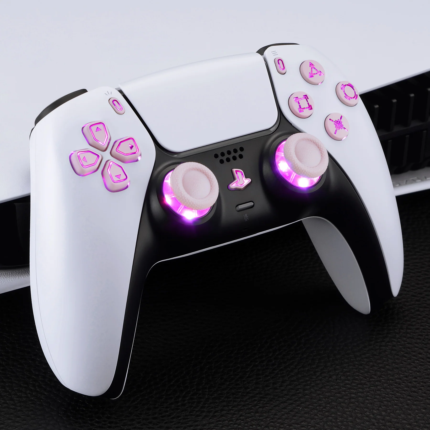 eXtremeRate Multi-Colors Luminated Buttons DTF V3 LED Kit for PS5 Controller BDM-030/040/050 - Cherry Blossoms Pink - Image 2