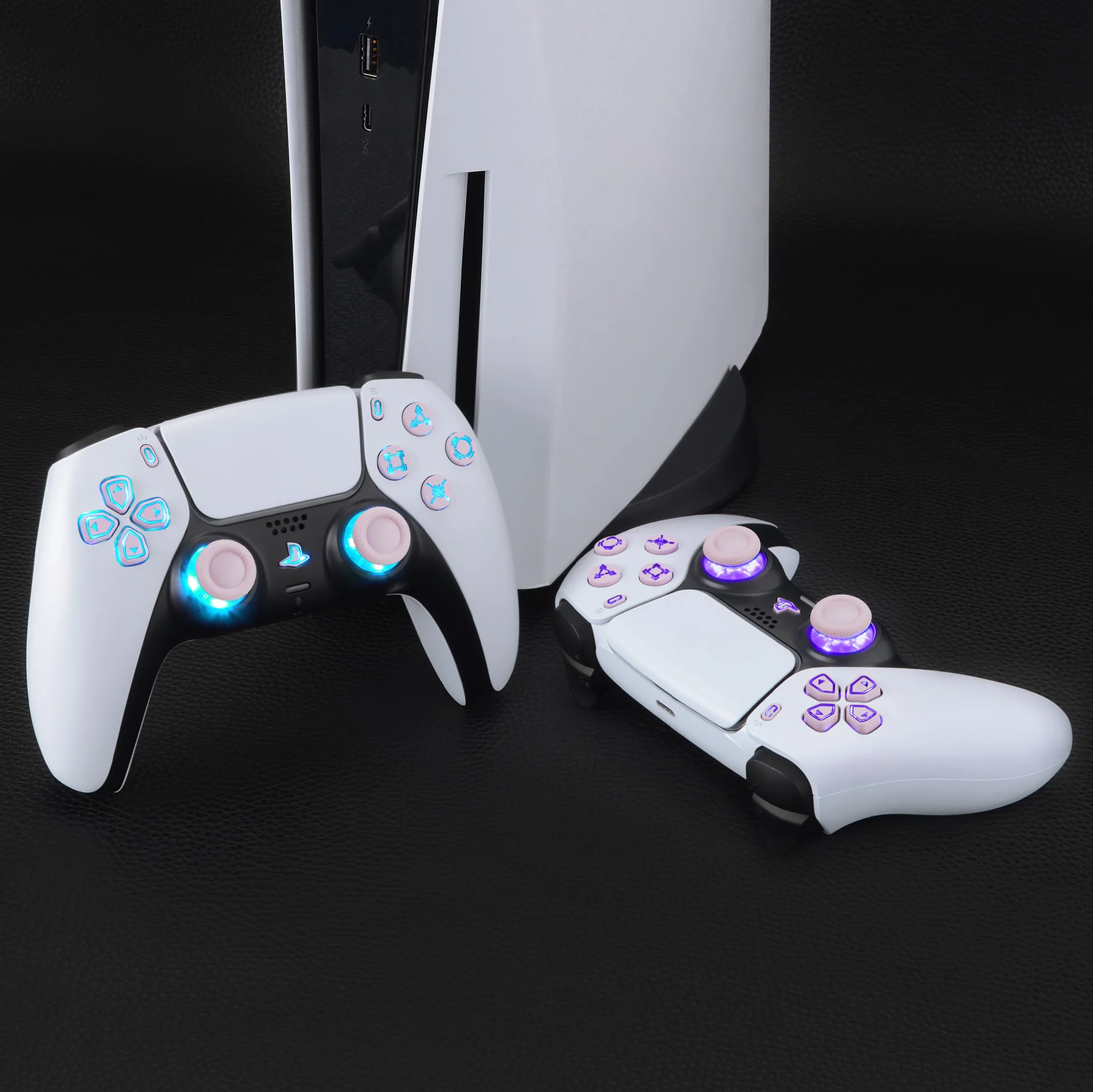 eXtremeRate Multi-Colors Luminated Buttons DTF V3 LED Kit for PS5 Controller BDM-030/040/050 - Cherry Blossoms Pink - Image 4