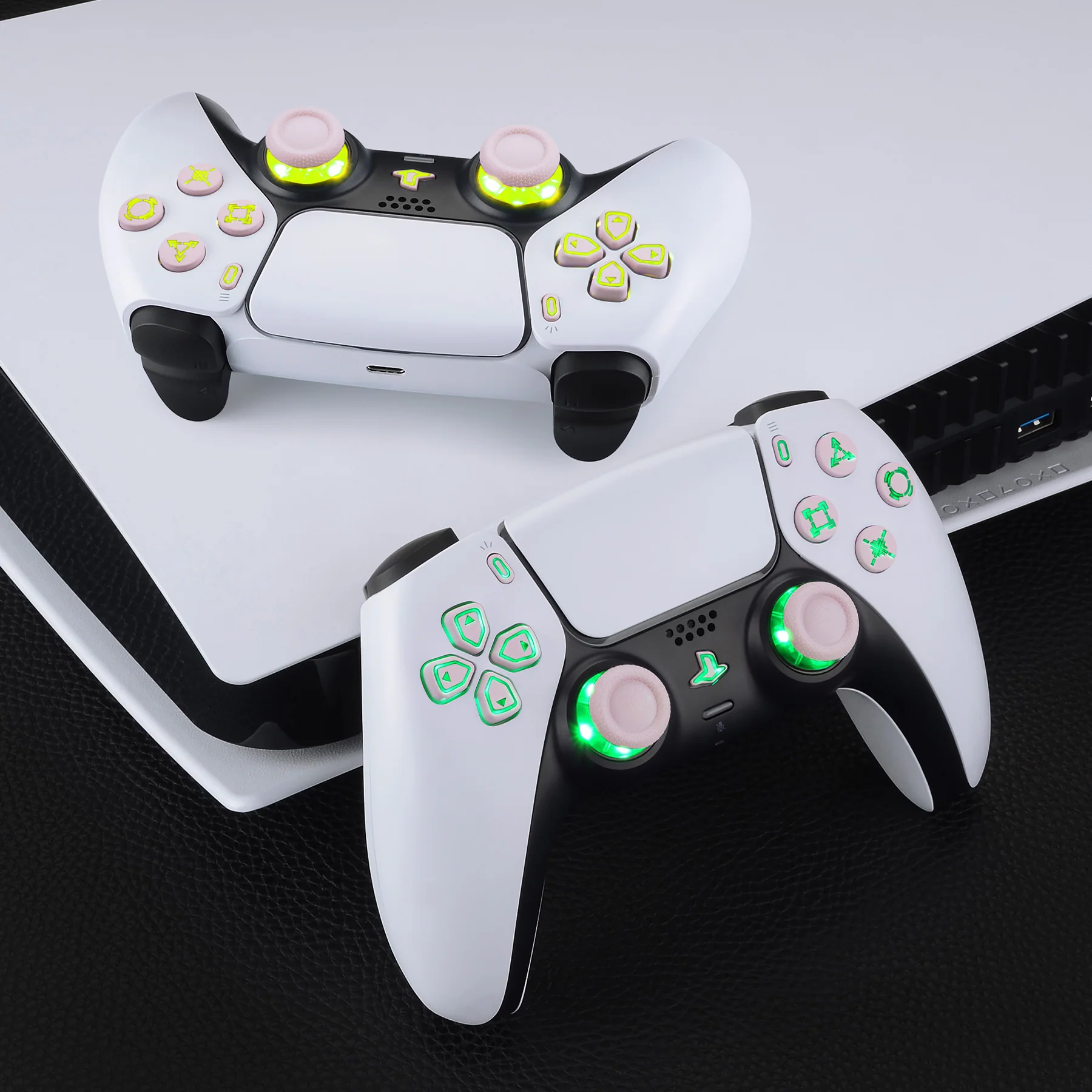 eXtremeRate Multi-Colors Luminated Buttons DTF V3 LED Kit for PS5 Controller BDM-030/040/050 - Cherry Blossoms Pink - Image 5