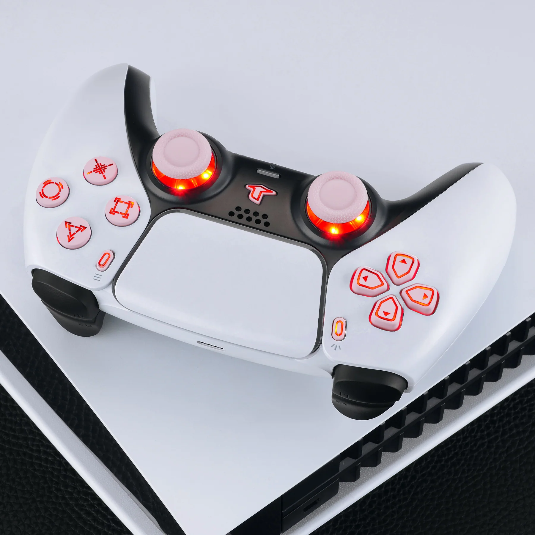 eXtremeRate Multi-Colors Luminated Buttons DTF V3 LED Kit for PS5 Controller BDM-030/040/050 - Cherry Blossoms Pink - Image 6