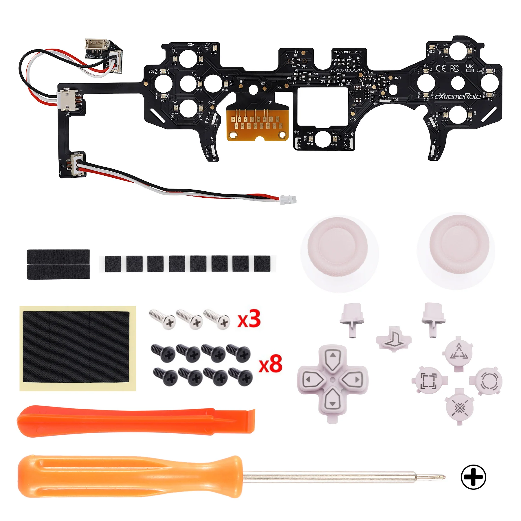 eXtremeRate Multi-Colors Luminated Buttons DTF V3 LED Kit for PS5 Controller BDM-030/040/050 - Cherry Blossoms Pink - Image 8