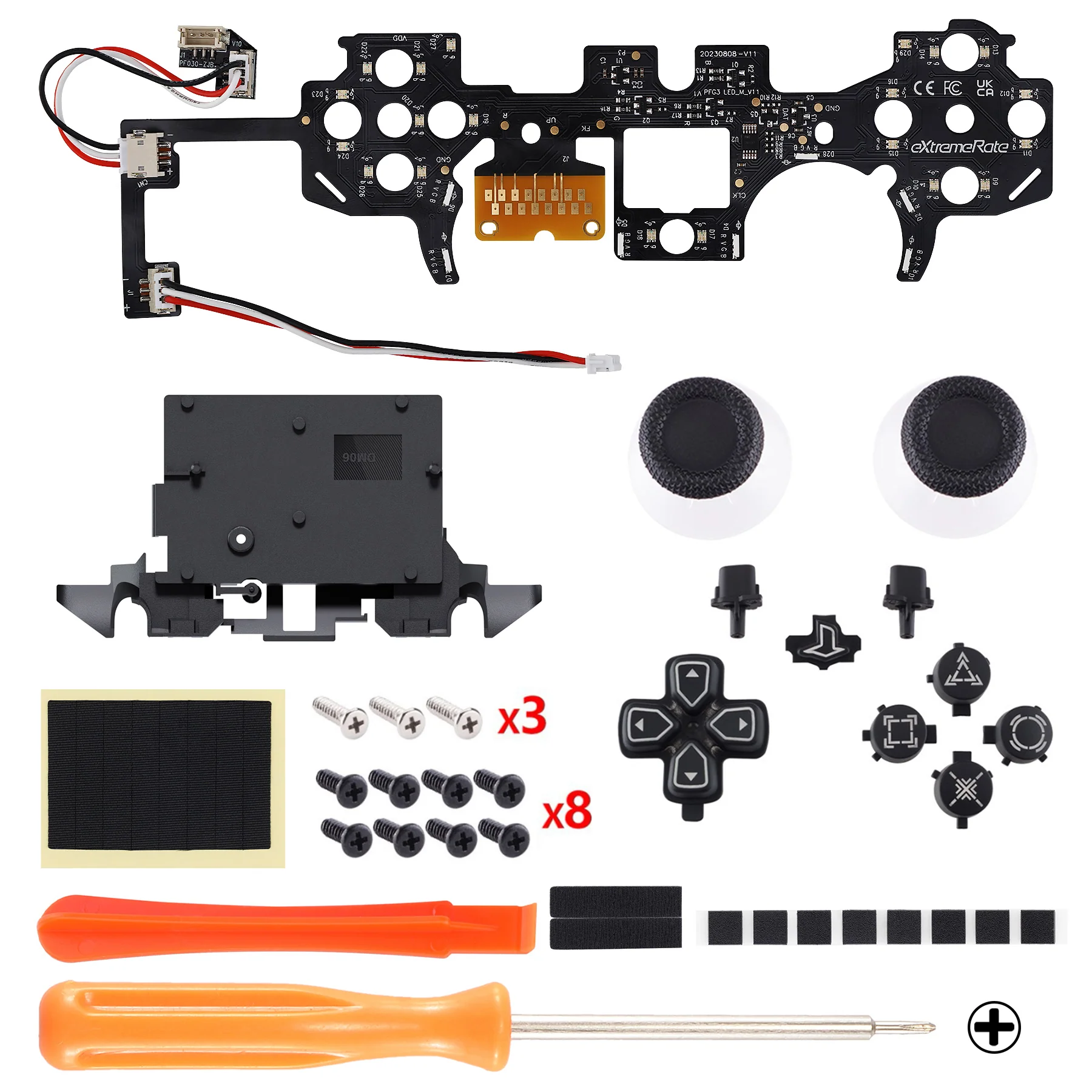 eXtremeRate Multi-Colors Luminated Buttons DTF V4 LED Kit for PS5 Controller BDM-030/040/050/060 - Black - Image 4