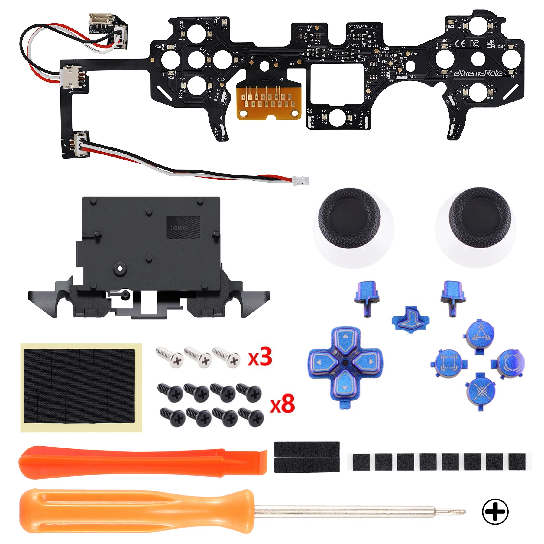 eXtremeRate Multi-Colors Luminated Buttons DTF V4 LED Kit for PS5 Controller BDM-030/040/050/060 - Chameleon Purple Blue - Image 4