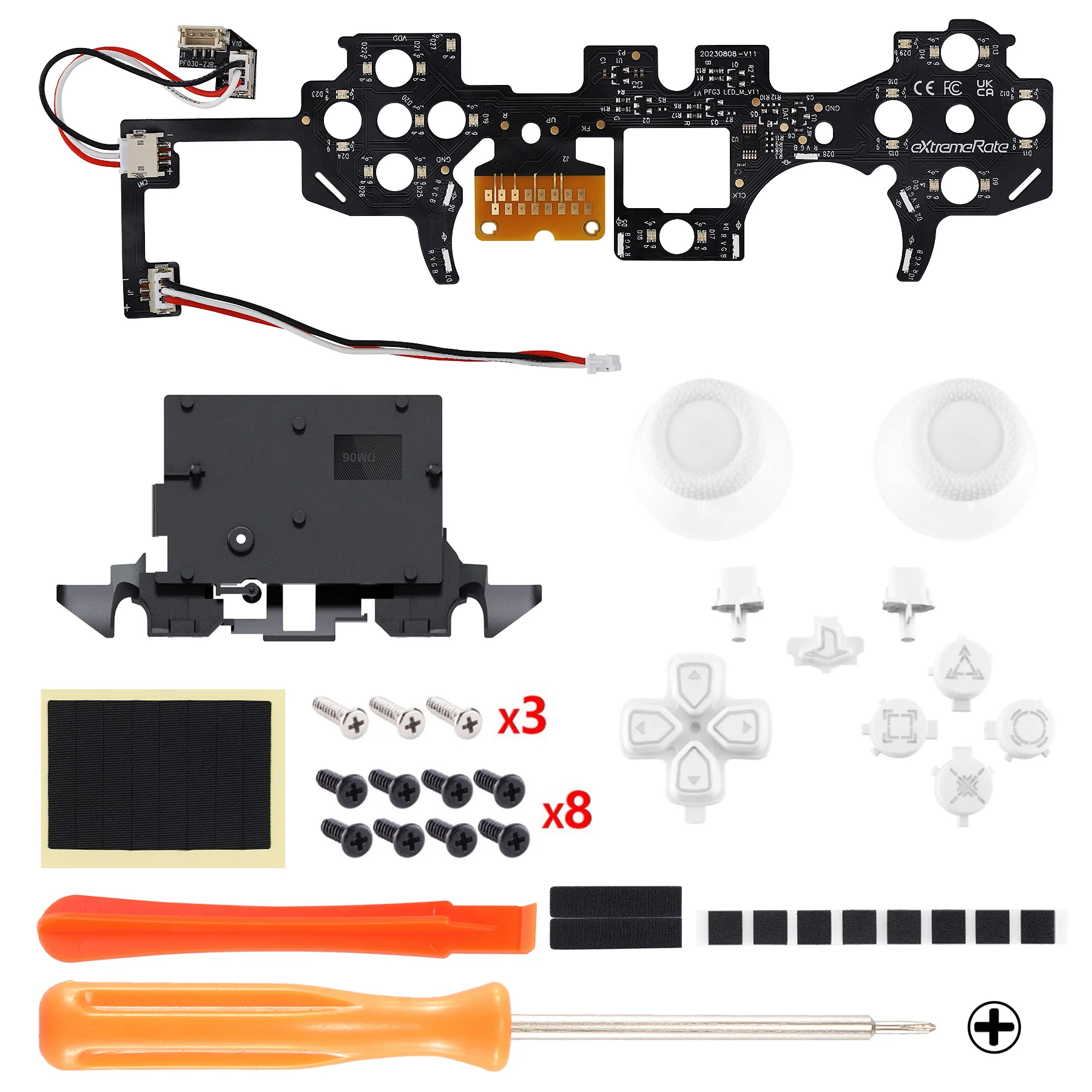 eXtremeRate Multi-Colors Luminated Buttons DTF V4 LED Kit for PS5 Controller BDM-030/040/050/060 - White - Image 4