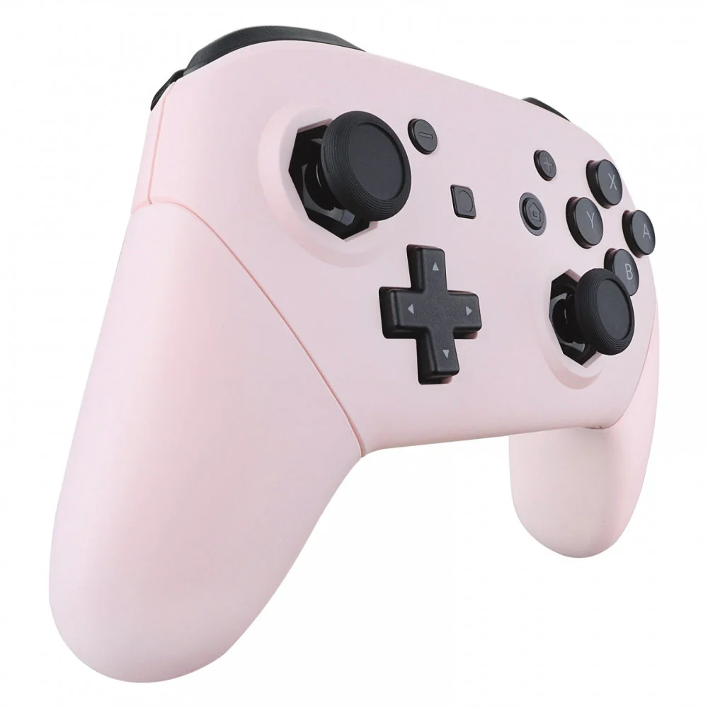 eXtremeRate Octagonal Gated Sticks Design Replacement Full Set Shell Faceplate Backplate Handles for Nintendo Switch Pro - Cherry Blossoms Pink - Image 6