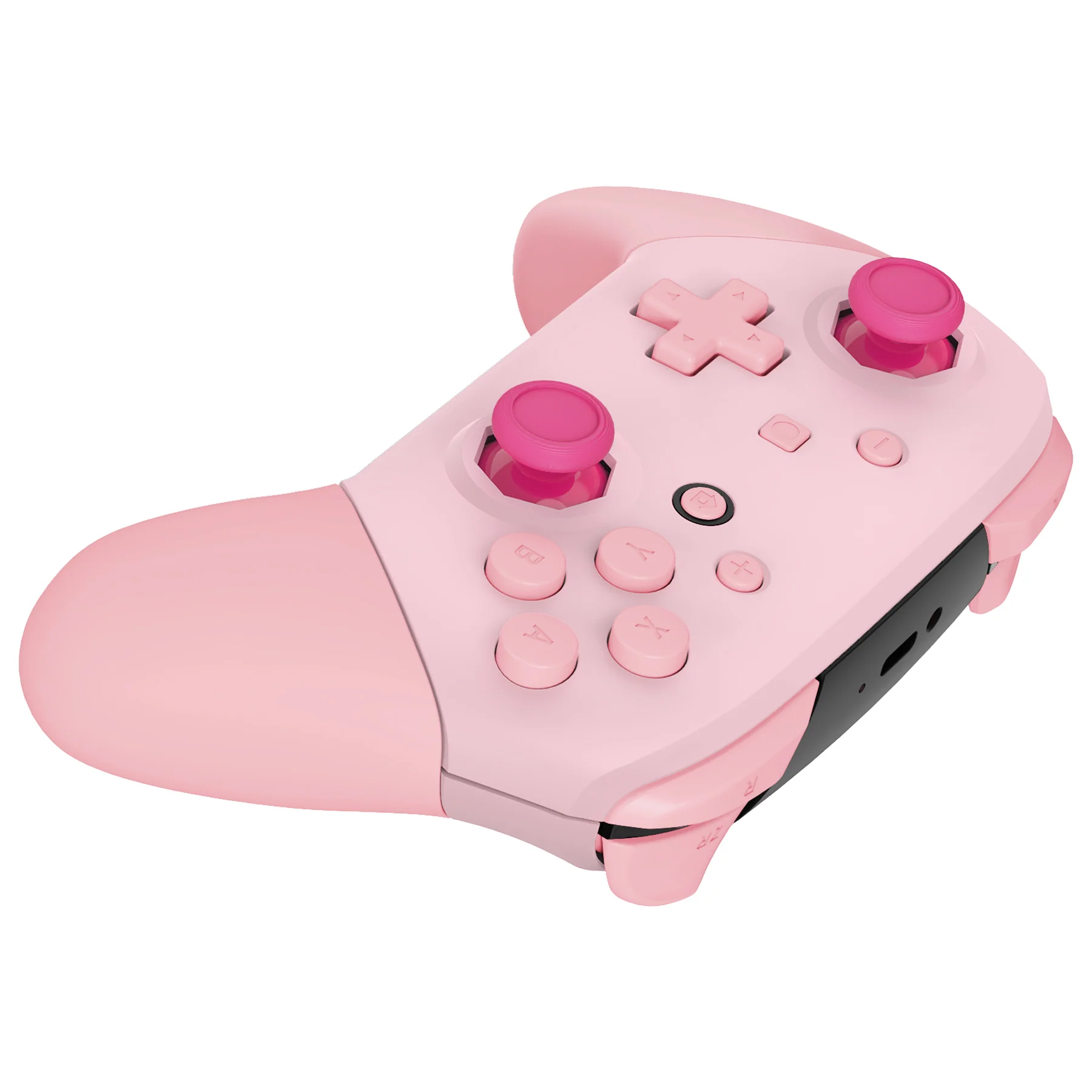 eXtremeRate Octagonal Gated Sticks Design Replacement Full Set Shell Faceplate Backplate Handles for Nintendo Switch Pro - Cherry Blossoms Pink & Puffy Pink - Image 5