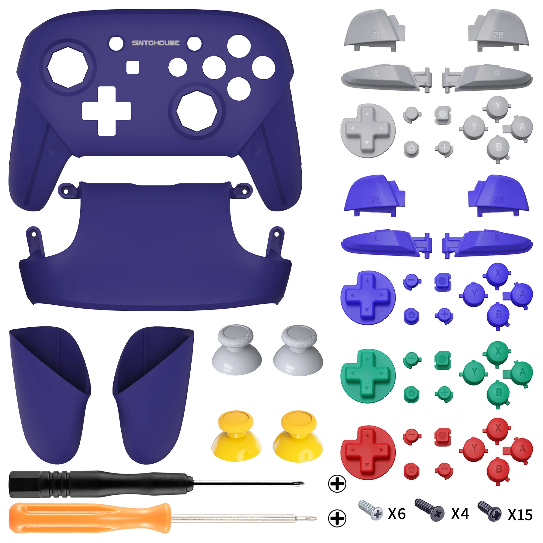eXtremeRate Octagonal Gated Sticks Design Replacement Full Set Shell Faceplate Backplate Handles for Nintendo Switch Pro - Classic SwitchCube Style - Image 2