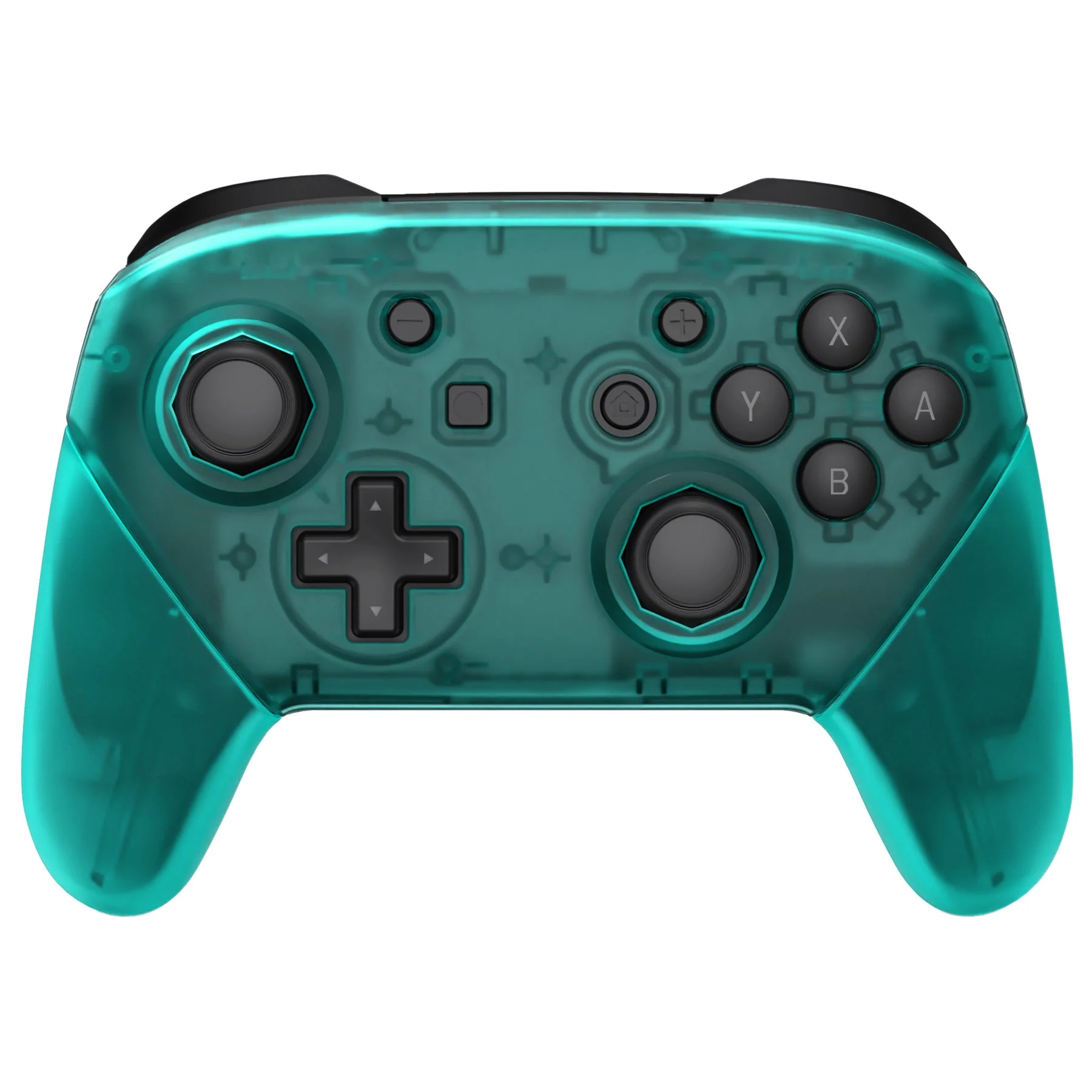 eXtremeRate Octagonal Gated Sticks Design Replacement Full Set Shell Faceplate Backplate Handles for Nintendo Switch Pro - Emerald Green - Image 3