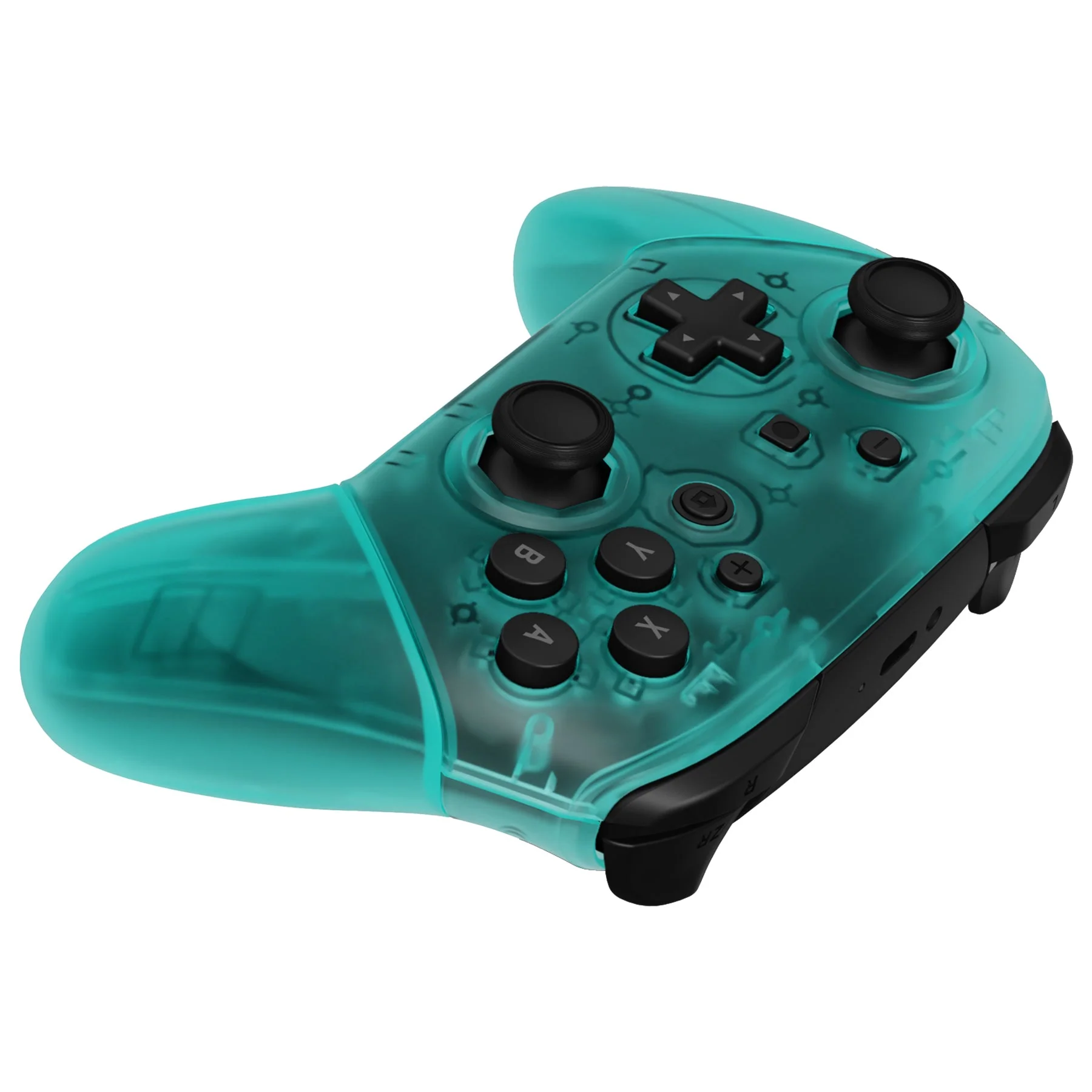 eXtremeRate Octagonal Gated Sticks Design Replacement Full Set Shell Faceplate Backplate Handles for Nintendo Switch Pro - Emerald Green - Image 5