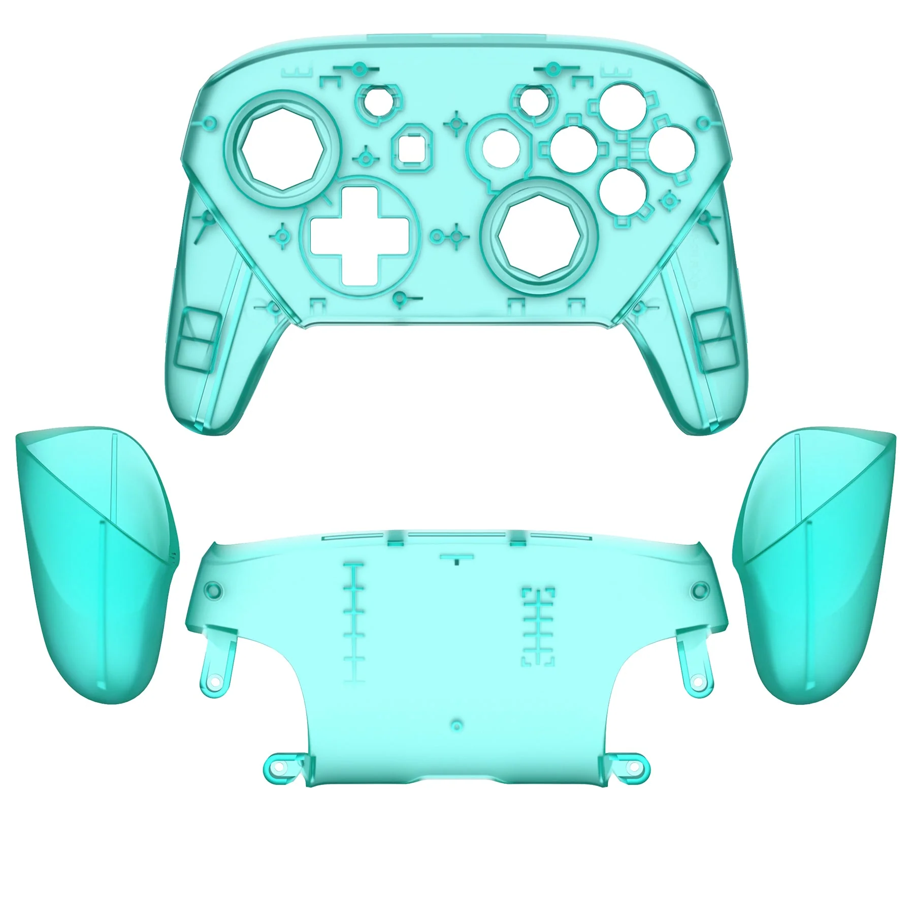 eXtremeRate Octagonal Gated Sticks Design Replacement Full Set Shell Faceplate Backplate Handles for Nintendo Switch Pro - Emerald Green - Image 6