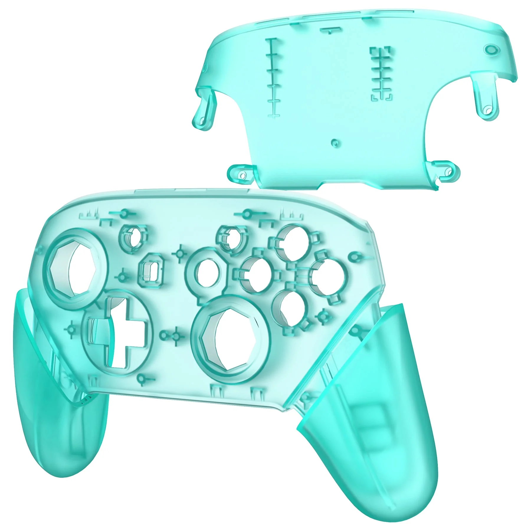 eXtremeRate Octagonal Gated Sticks Design Replacement Full Set Shell Faceplate Backplate Handles for Nintendo Switch Pro - Emerald Green - Image 7