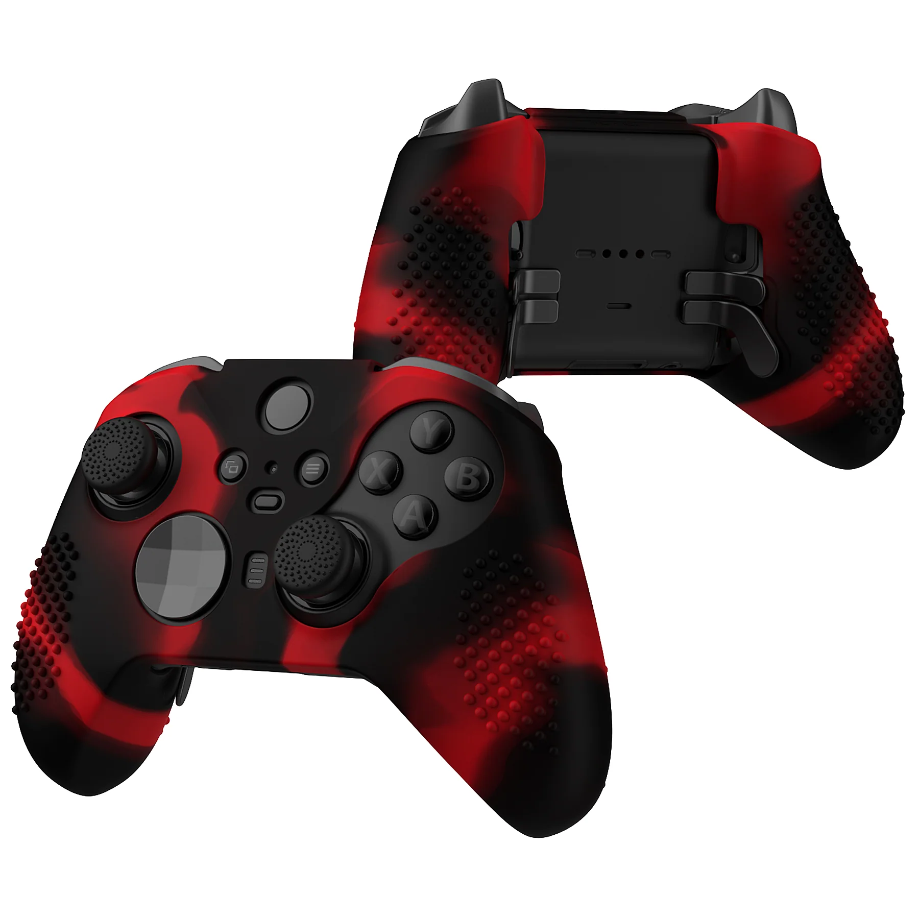 eXtremeRate PlayVital Protective Anti-Slip Silicone Case with Thumb Grips Caps for Xbox One Elite Series 2 & Elite 2 Core Controller - Black & Red - Image 4