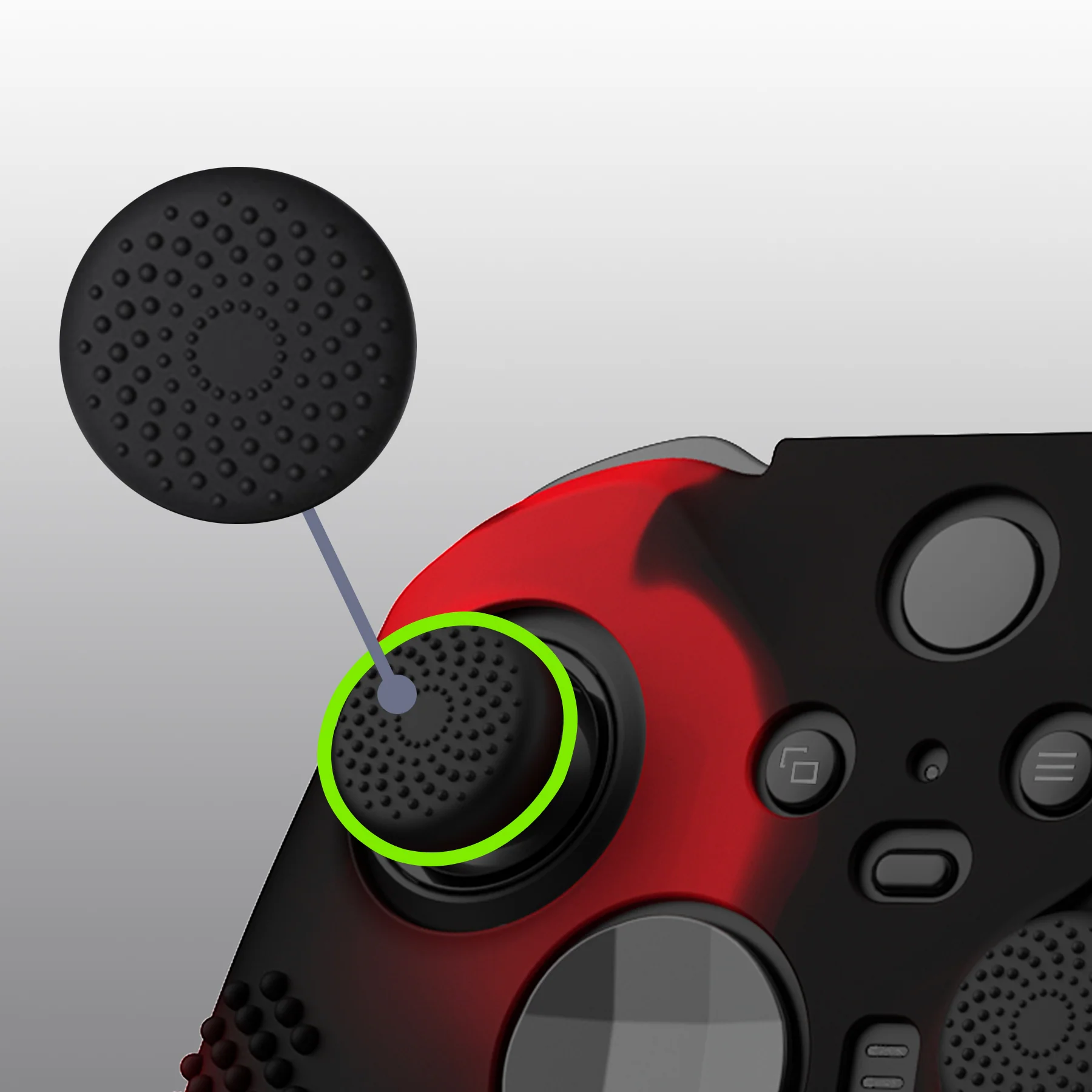 eXtremeRate PlayVital Protective Anti-Slip Silicone Case with Thumb Grips Caps for Xbox One Elite Series 2 & Elite 2 Core Controller - Black & Red - Image 9