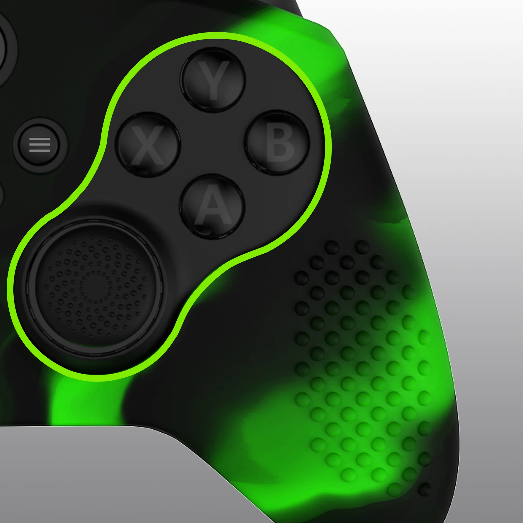 eXtremeRate PlayVital Protective Anti-Slip Silicone Case with Thumb Grips Caps for Xbox One Elite Series 2 & Elite 2 Core Controller - Green & Black - Image 10