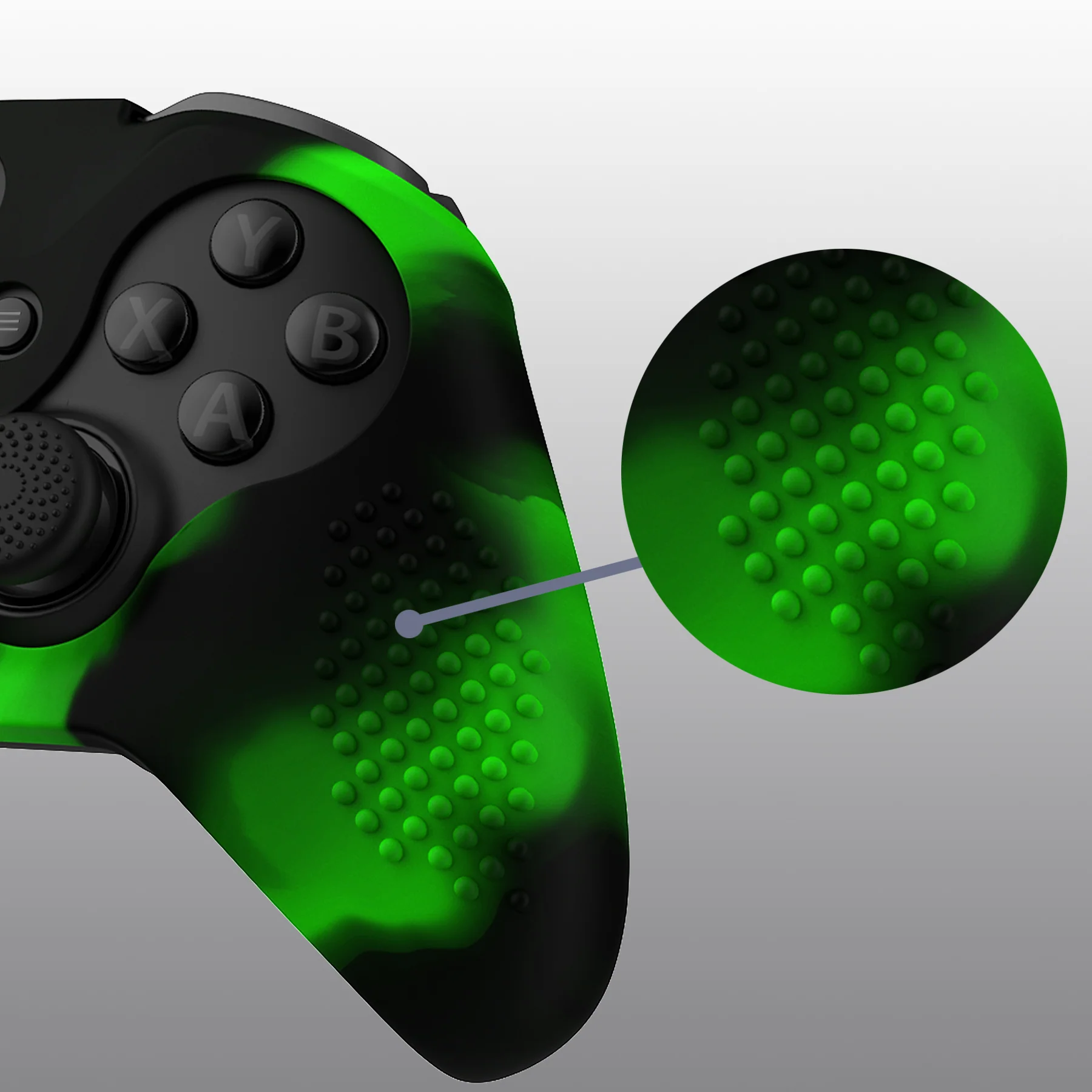eXtremeRate PlayVital Protective Anti-Slip Silicone Case with Thumb Grips Caps for Xbox One Elite Series 2 & Elite 2 Core Controller - Green & Black - Image 11
