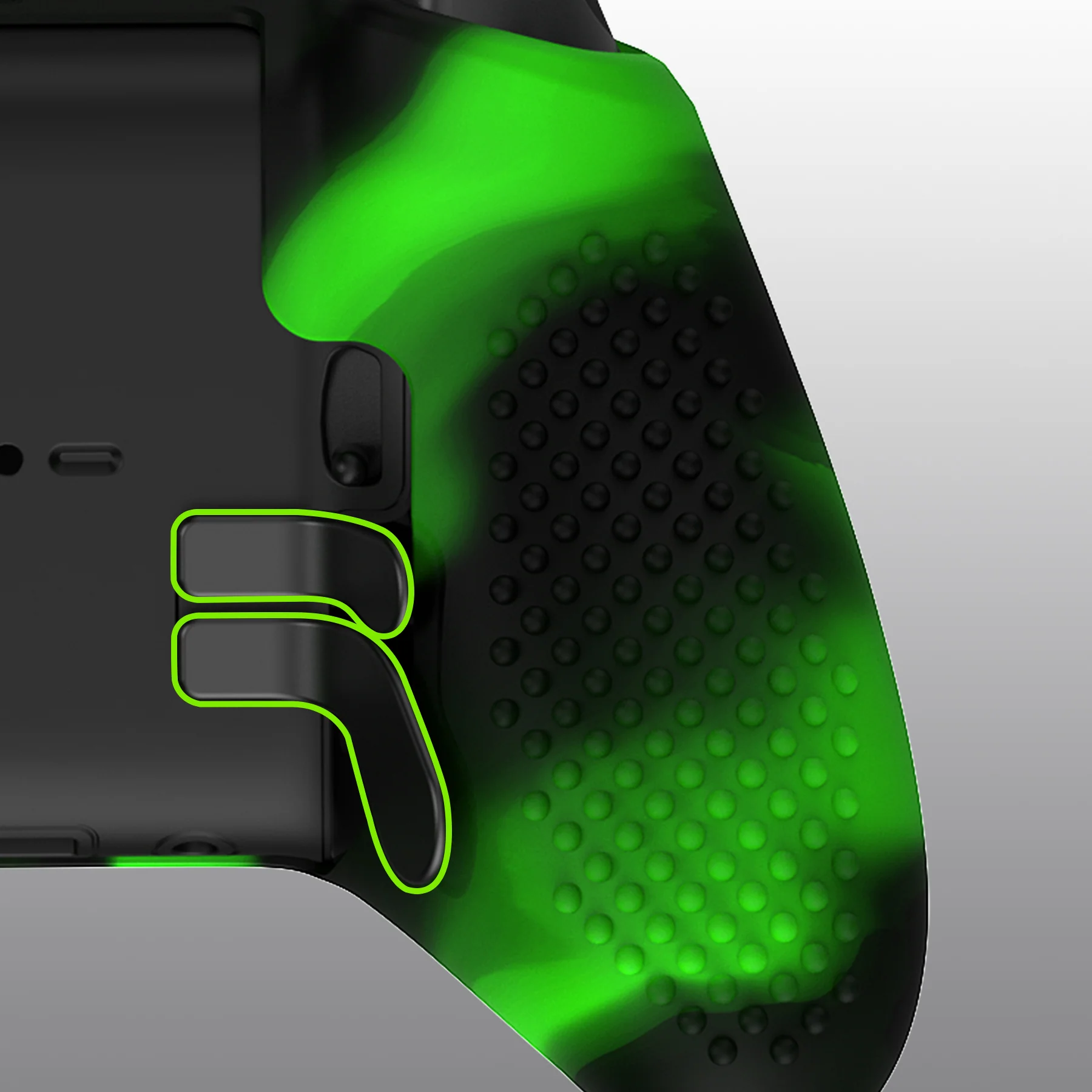 eXtremeRate PlayVital Protective Anti-Slip Silicone Case with Thumb Grips Caps for Xbox One Elite Series 2 & Elite 2 Core Controller - Green & Black - Image 12