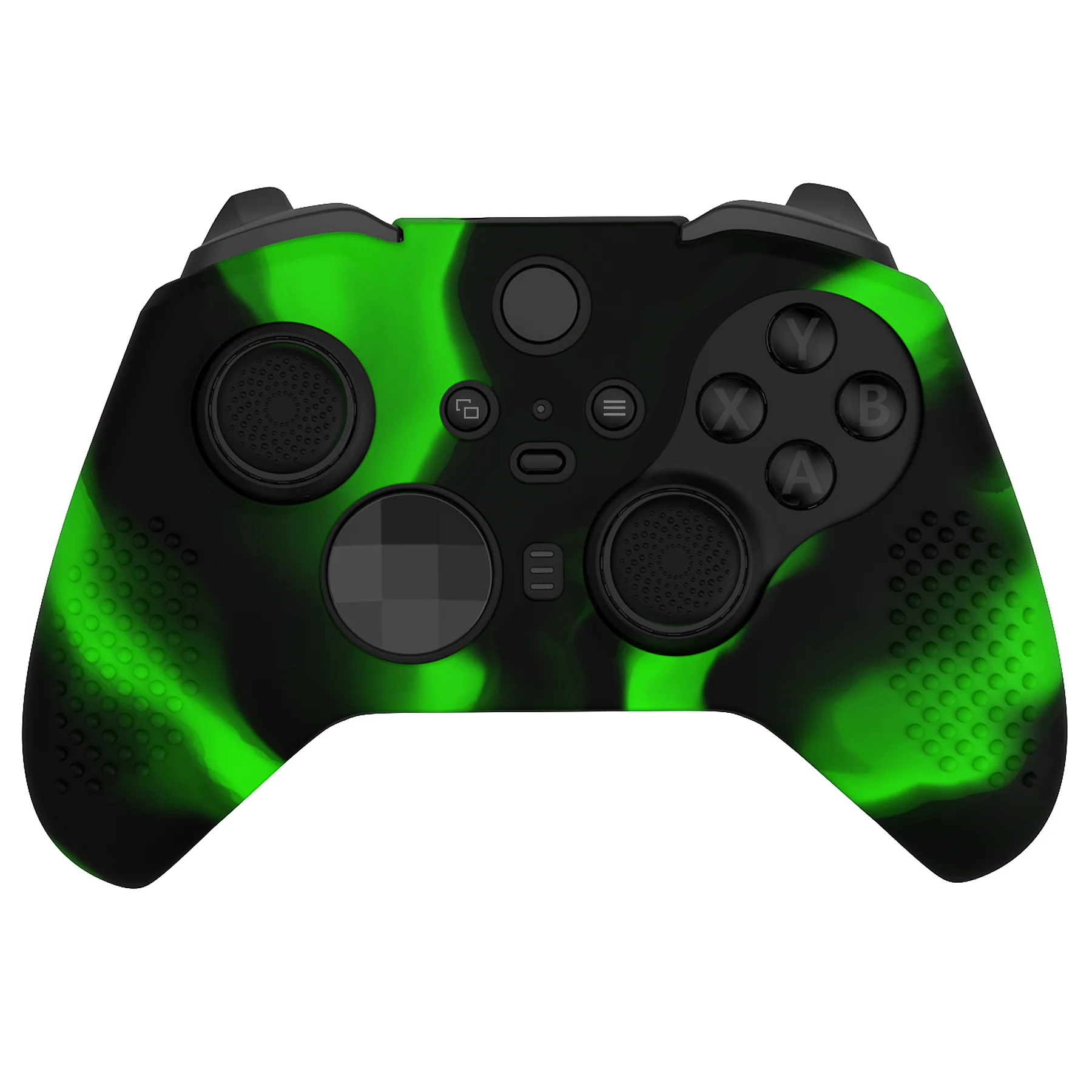 eXtremeRate PlayVital Protective Anti-Slip Silicone Case with Thumb Grips Caps for Xbox One Elite Series 2 & Elite 2 Core Controller - Green & Black - Image 5