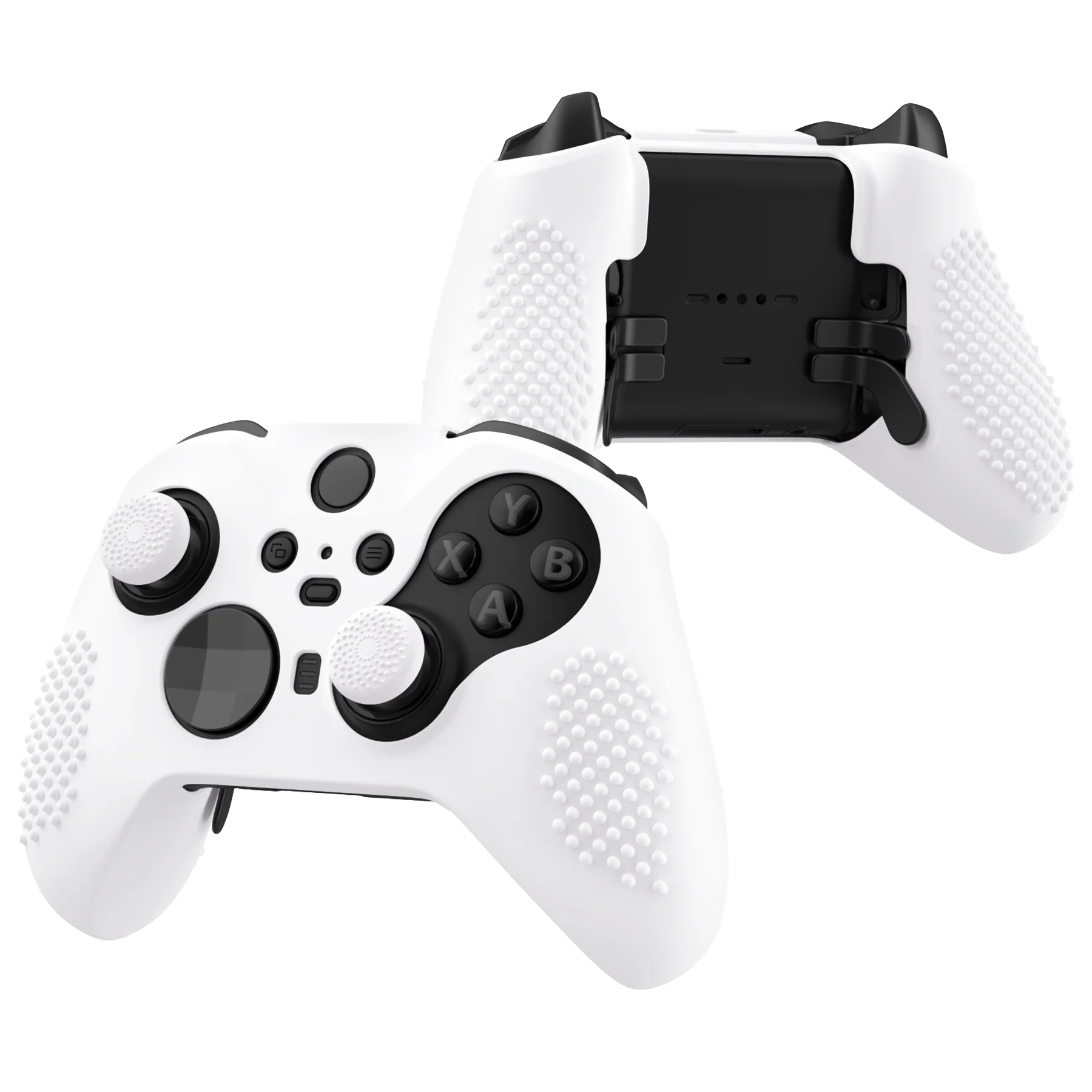 eXtremeRate PlayVital Protective Anti-Slip Silicone Case with Thumb Grips Caps for Xbox One Elite Series 2 & Elite 2 Core Controller - White - Image 4