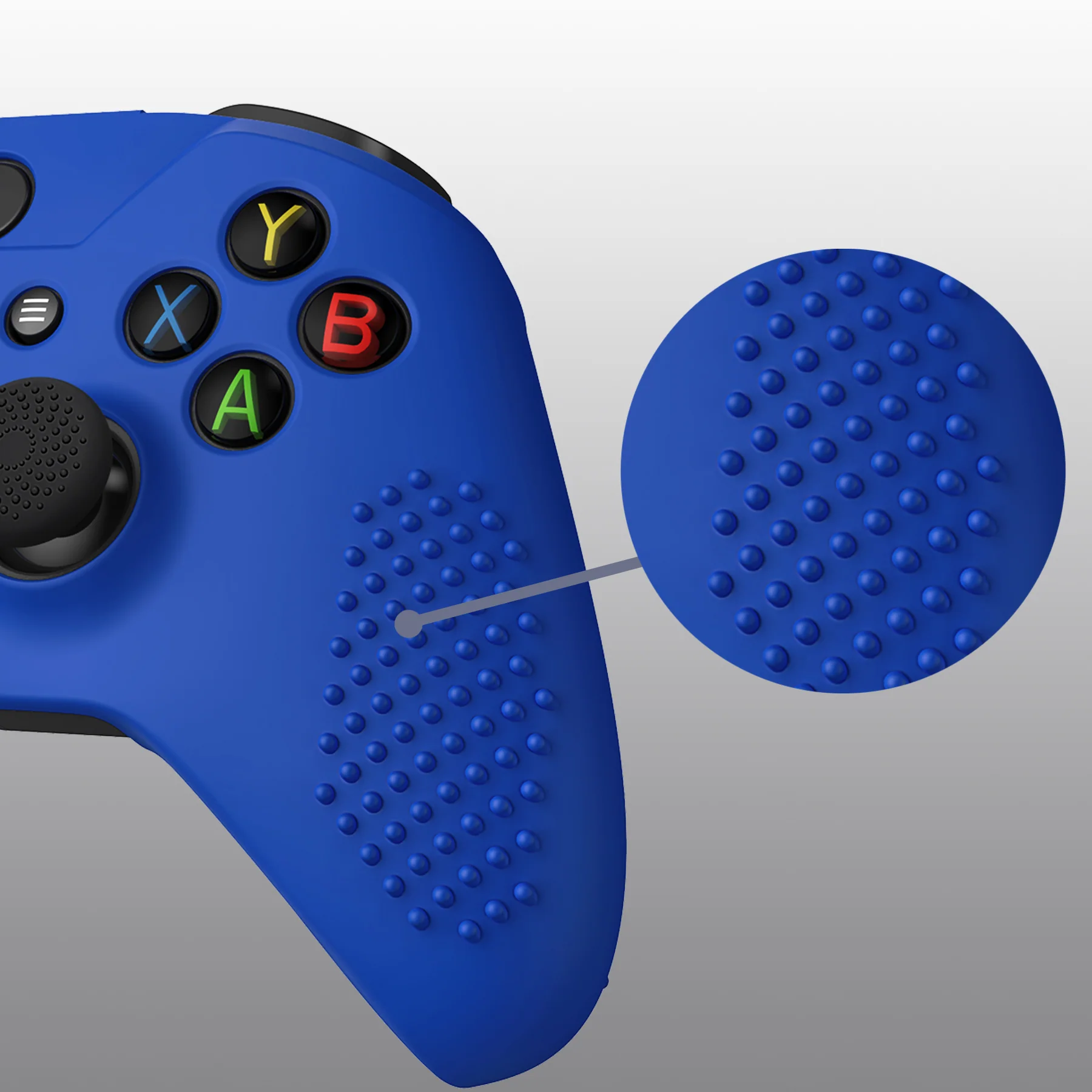 eXtremeRate PlayVital Protective Anti-Slip Silicone Case with Thumb Grips Caps for Xbox One X & S Controller - Blue - Image 14