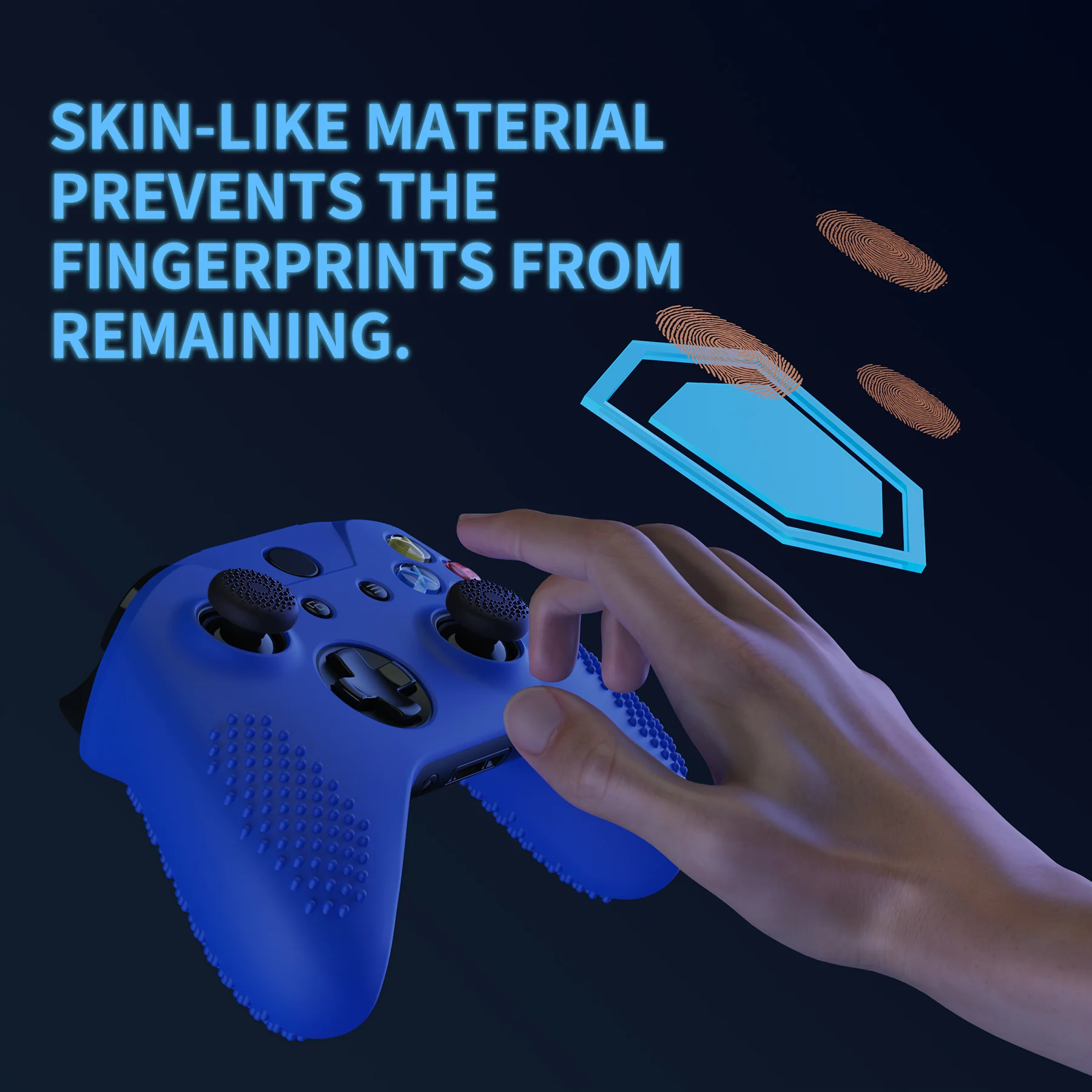 eXtremeRate PlayVital Protective Anti-Slip Silicone Case with Thumb Grips Caps for Xbox One X & S Controller - Blue - Image 5