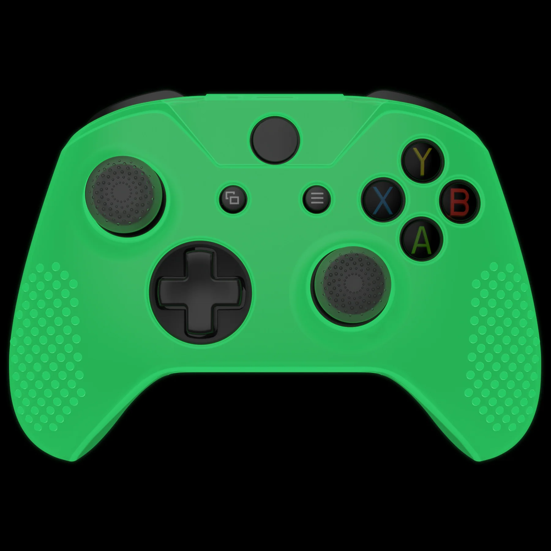 eXtremeRate PlayVital Protective Anti-Slip Silicone Case with Thumb Grips Caps for Xbox One X & S Controller - Glow in Dark - Green - Image 10