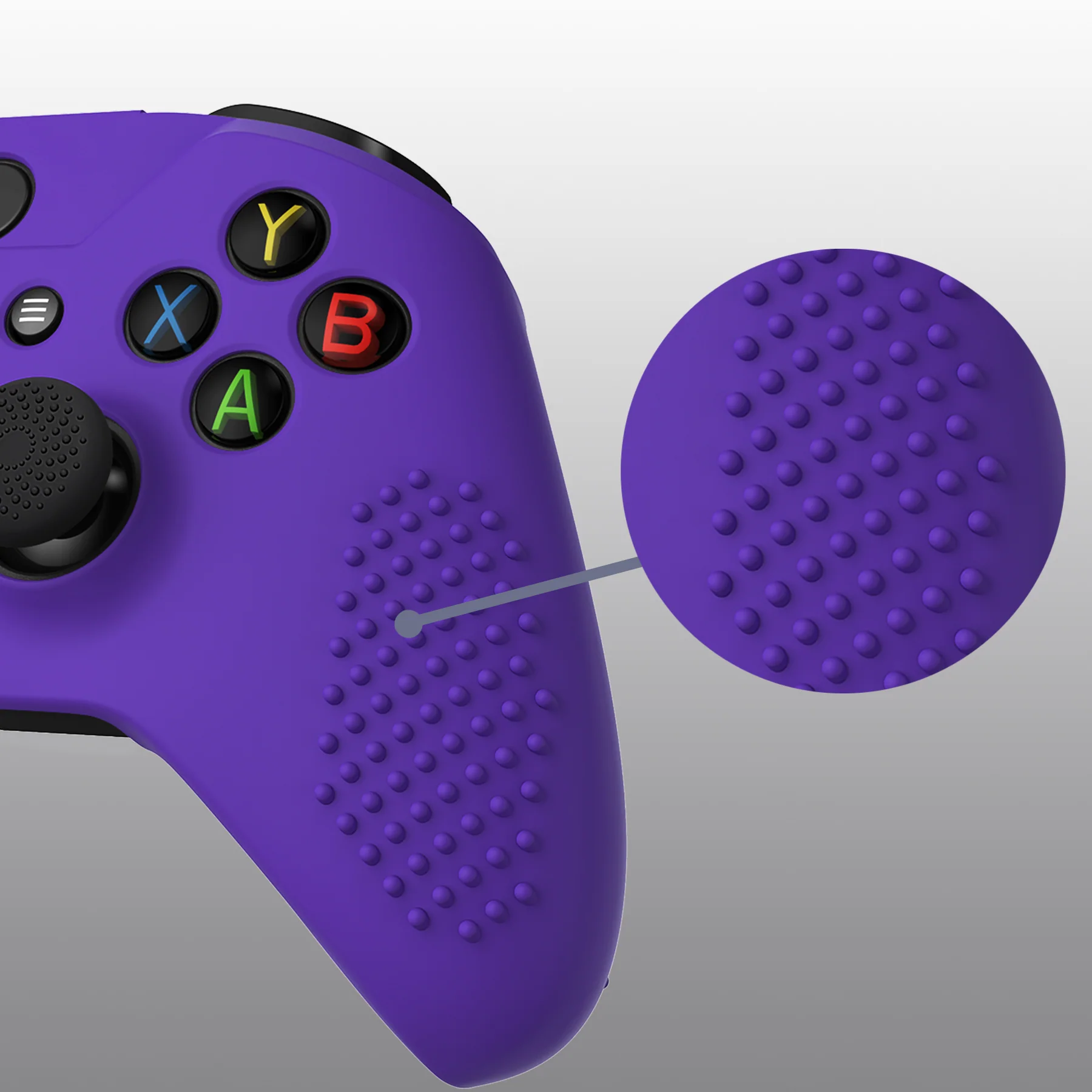 eXtremeRate PlayVital Protective Anti-Slip Silicone Case with Thumb Grips Caps for Xbox One X & S Controller - Purple - Image 14