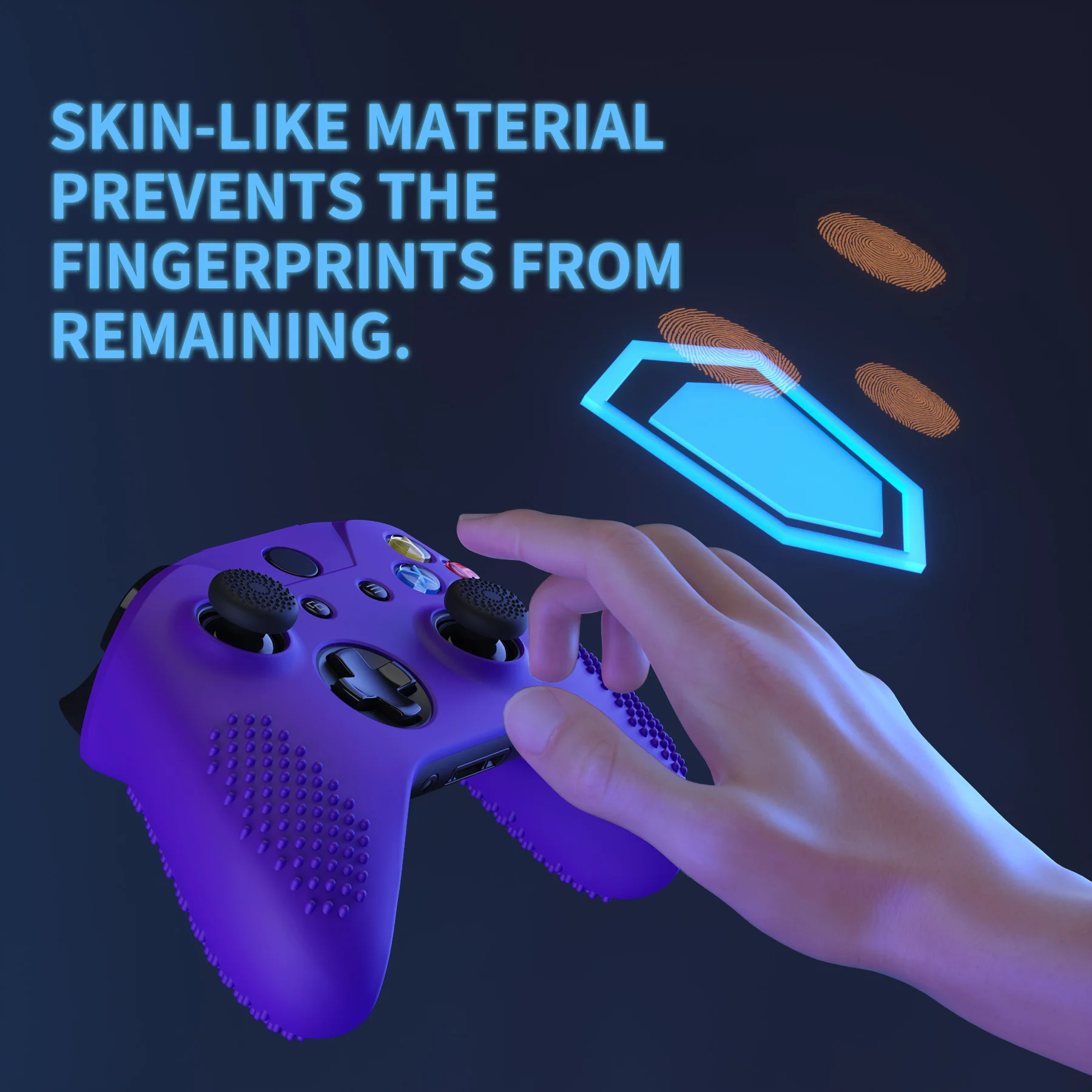 eXtremeRate PlayVital Protective Anti-Slip Silicone Case with Thumb Grips Caps for Xbox One X & S Controller - Purple - Image 5
