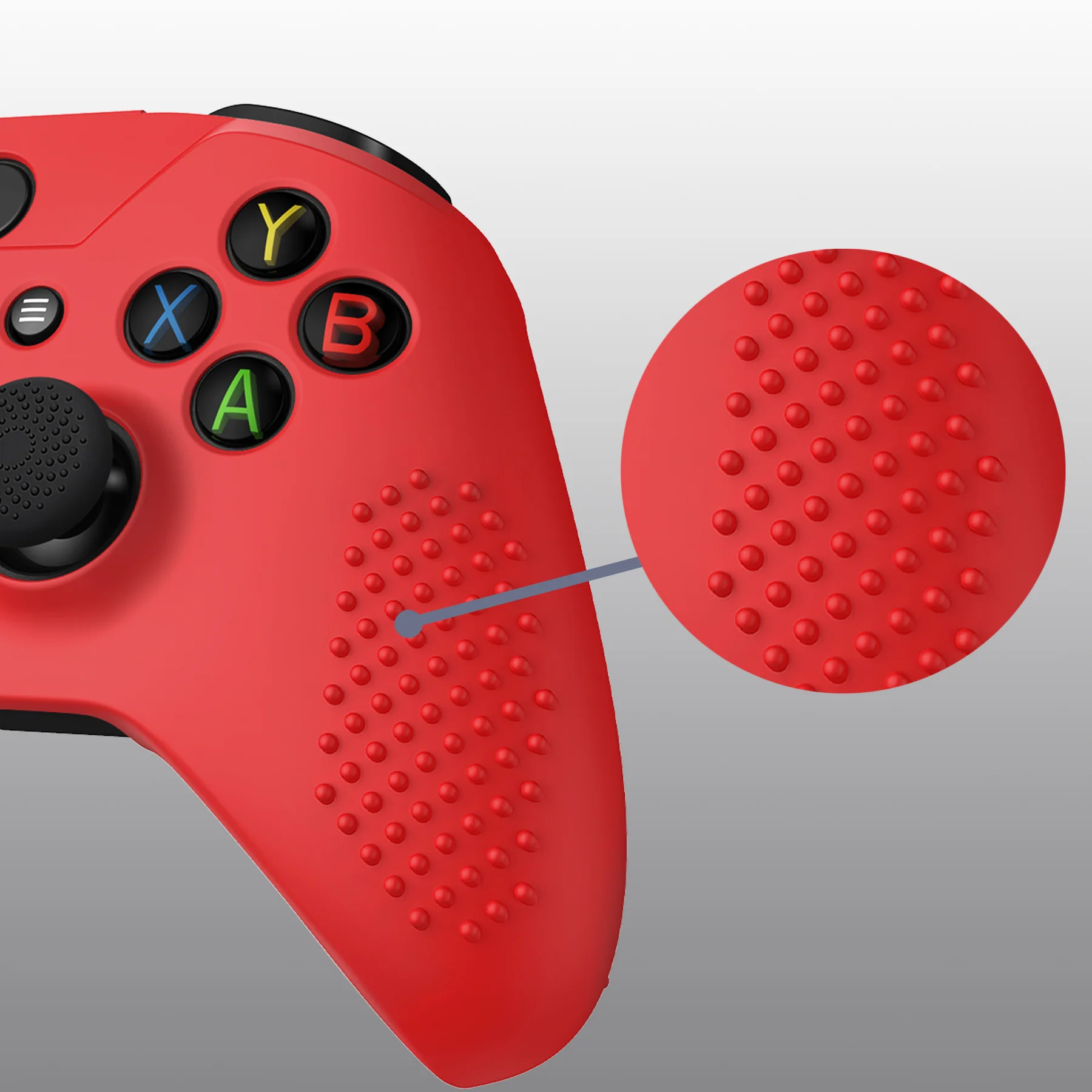 eXtremeRate PlayVital Protective Anti-Slip Silicone Case with Thumb Grips Caps for Xbox One X & S Controller - Red - Image 14