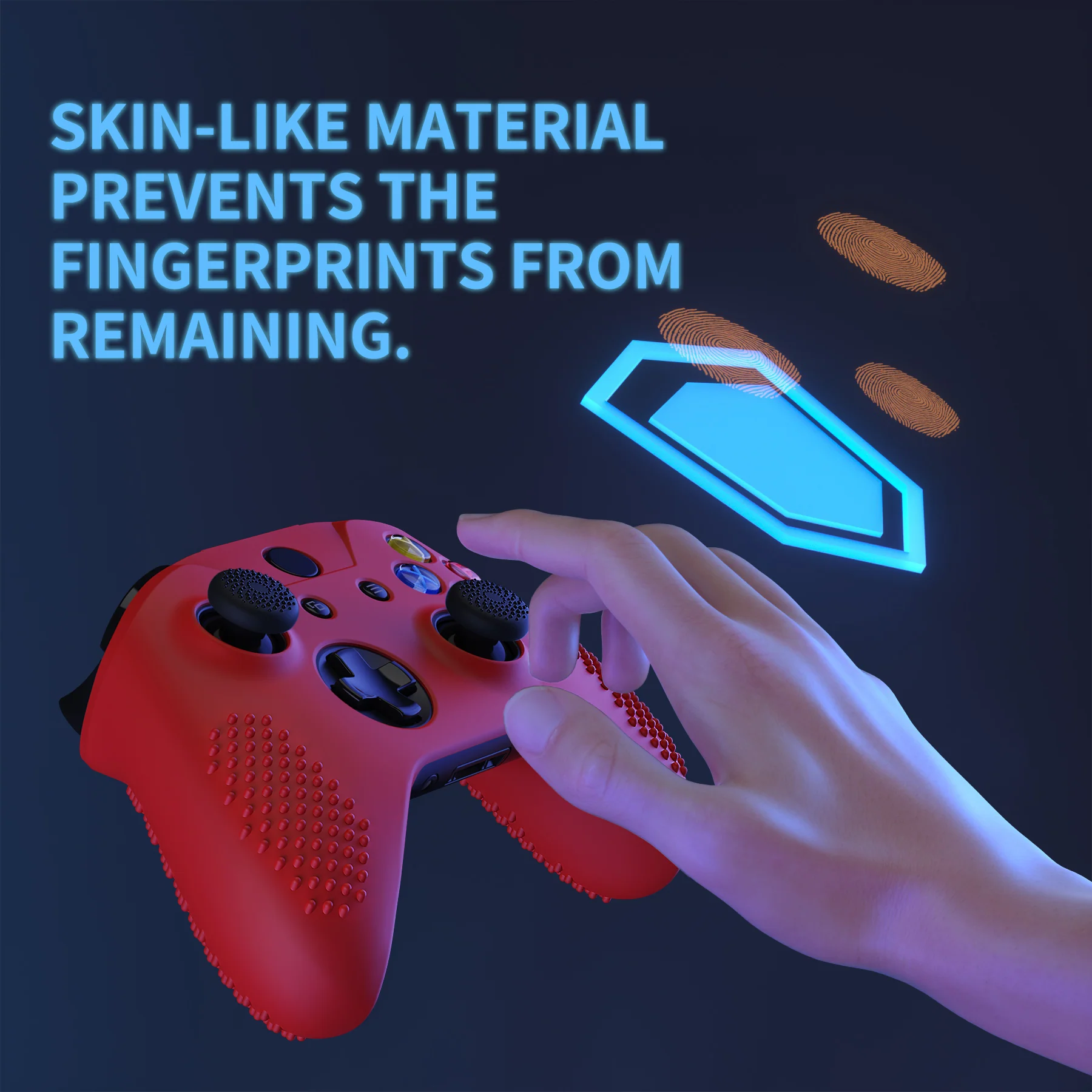 eXtremeRate PlayVital Protective Anti-Slip Silicone Case with Thumb Grips Caps for Xbox One X & S Controller - Red - Image 5