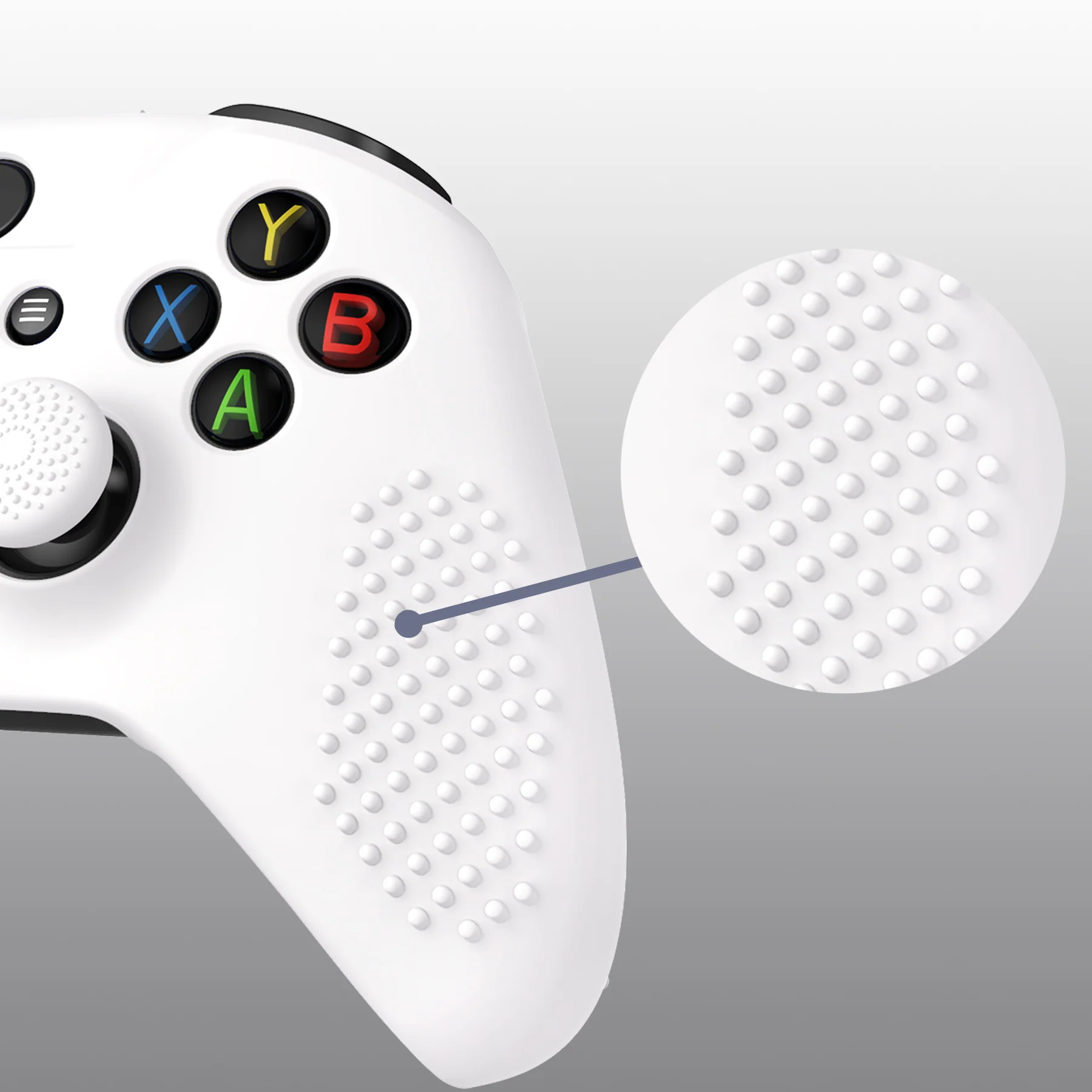 eXtremeRate PlayVital Protective Anti-Slip Silicone Case with Thumb Grips Caps for Xbox One X & S Controller - White - Image 14