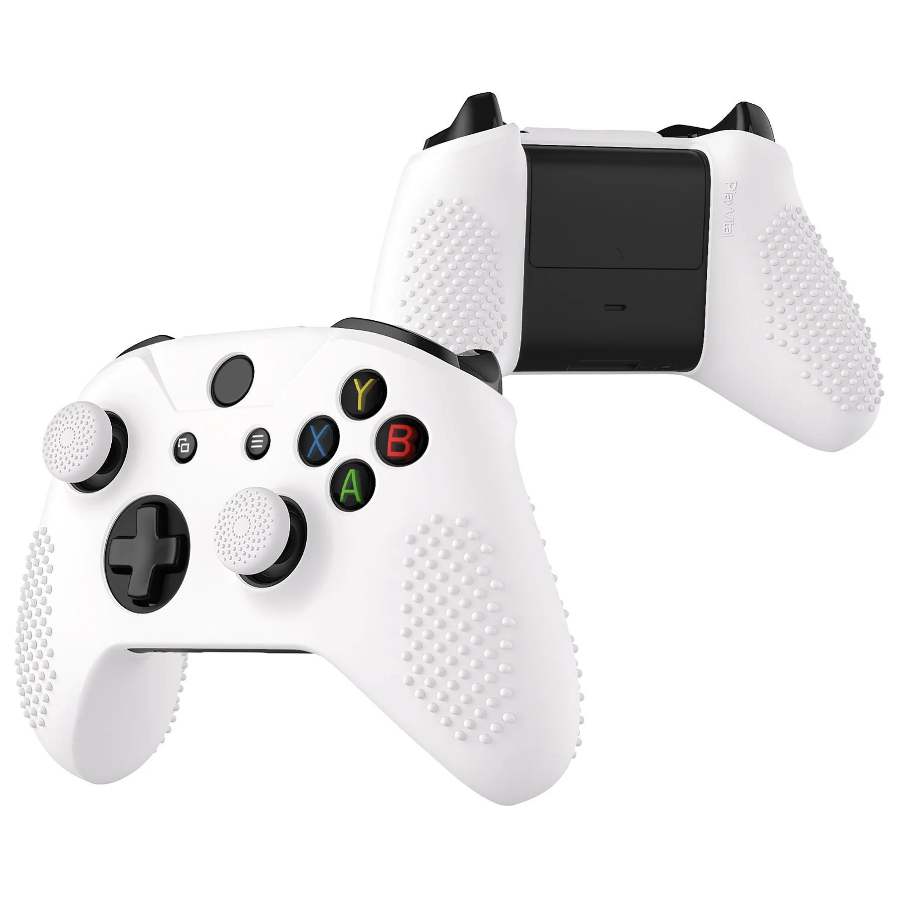 eXtremeRate PlayVital Protective Anti-Slip Silicone Case with Thumb Grips Caps for Xbox One X & S Controller - White - Image 2