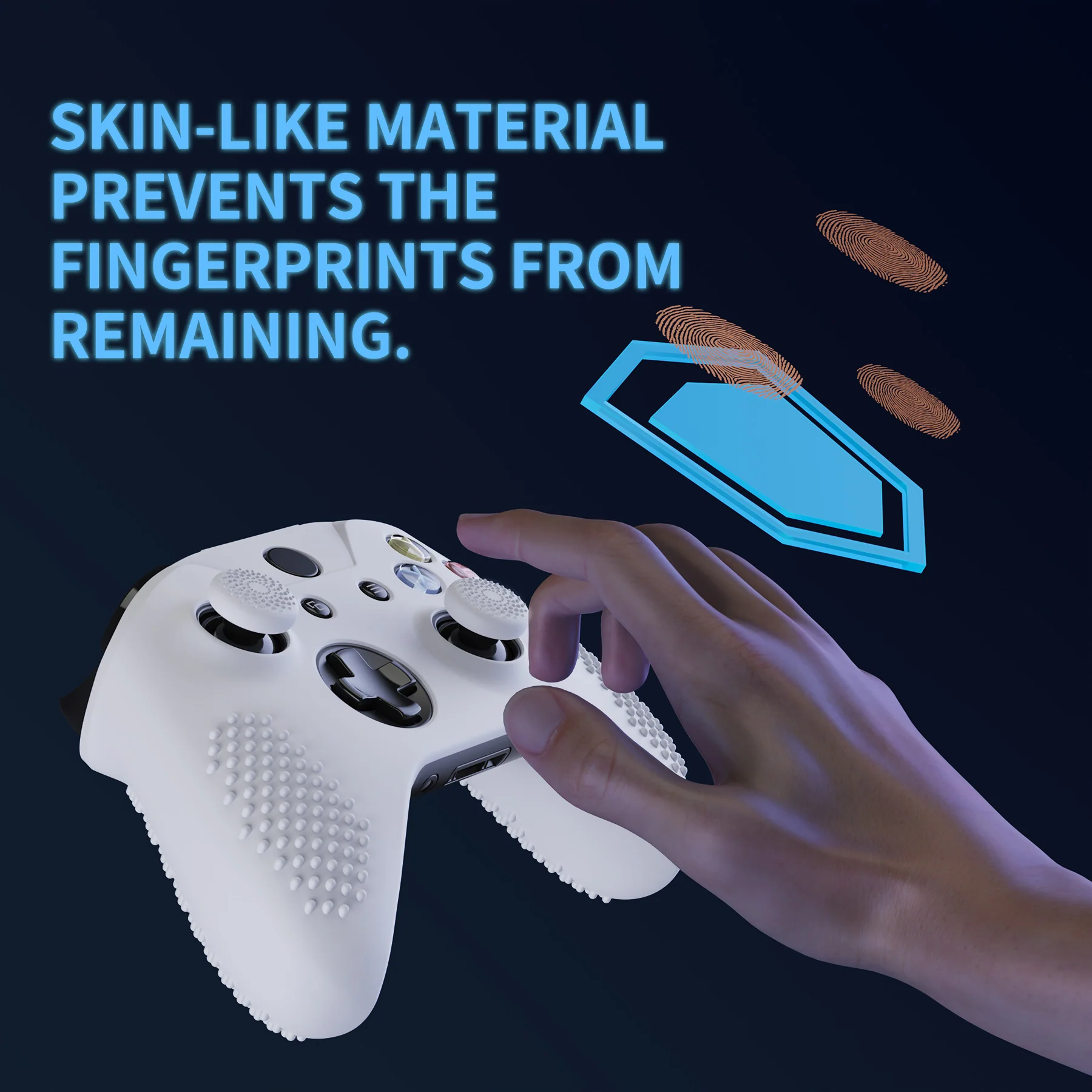 eXtremeRate PlayVital Protective Anti-Slip Silicone Case with Thumb Grips Caps for Xbox One X & S Controller - White - Image 5