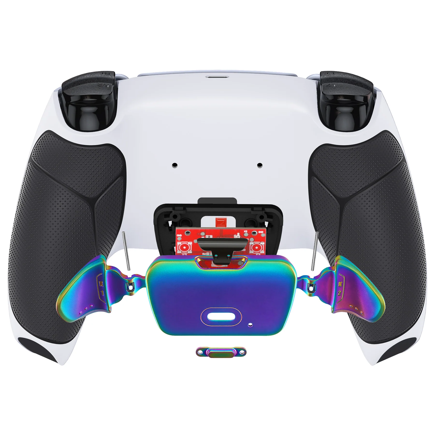 eXtremeRate Rainbow Aura Blue & Purple Real Metal Buttons (RMB) Version RISE 2.0 Remap Kit for PS5 Controller BDM-010/020 - Rubberized White Black - Image 7