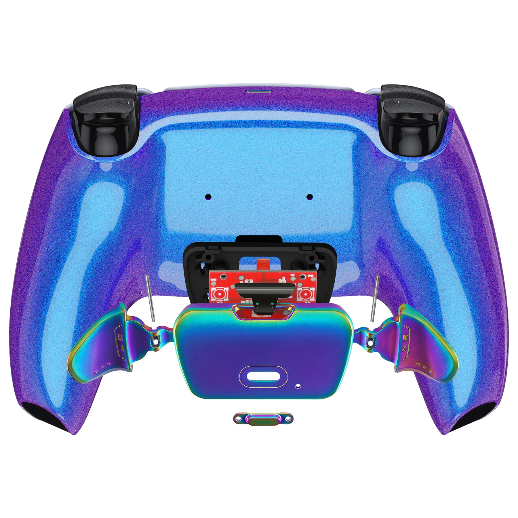 eXtremeRate Rainbow Aura Blue & Purple Real Metal Buttons (RMB) Version RISE V3 Remap Kit for PS5 Controller BDM-030/040/050 - Chameleon Purple Blue - Image 7