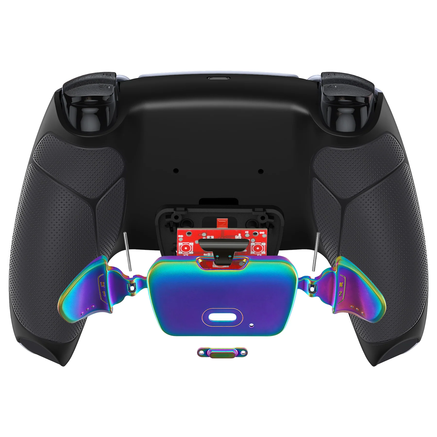 eXtremeRate Rainbow Aura Blue & Purple Real Metal Buttons (RMB) Version RISE V3 Remap Kit for PS5 Controller BDM-030/040/050 - Rubberized Black - Image 7