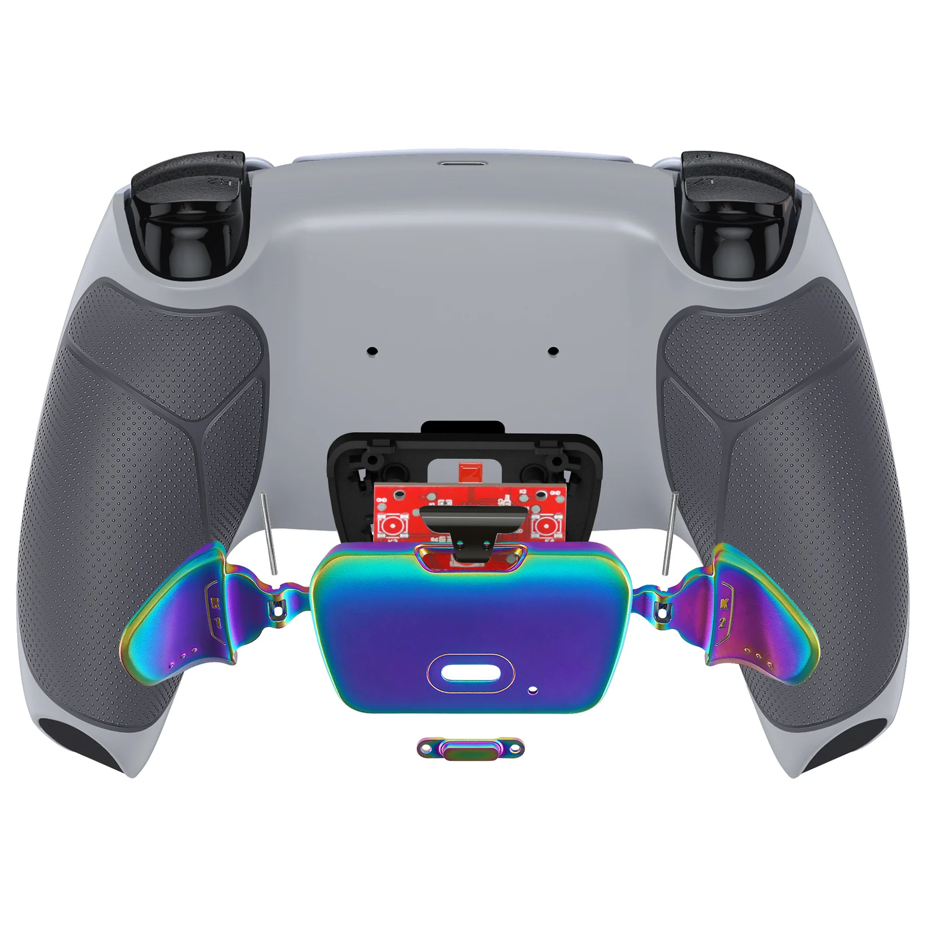 eXtremeRate Rainbow Aura Blue & Purple Real Metal Buttons (RMB) Version RISE V3 Remap Kit for PS5 Controller BDM-030/040/050 - Rubberized New Hope Gray & Classic Gray - Image 7