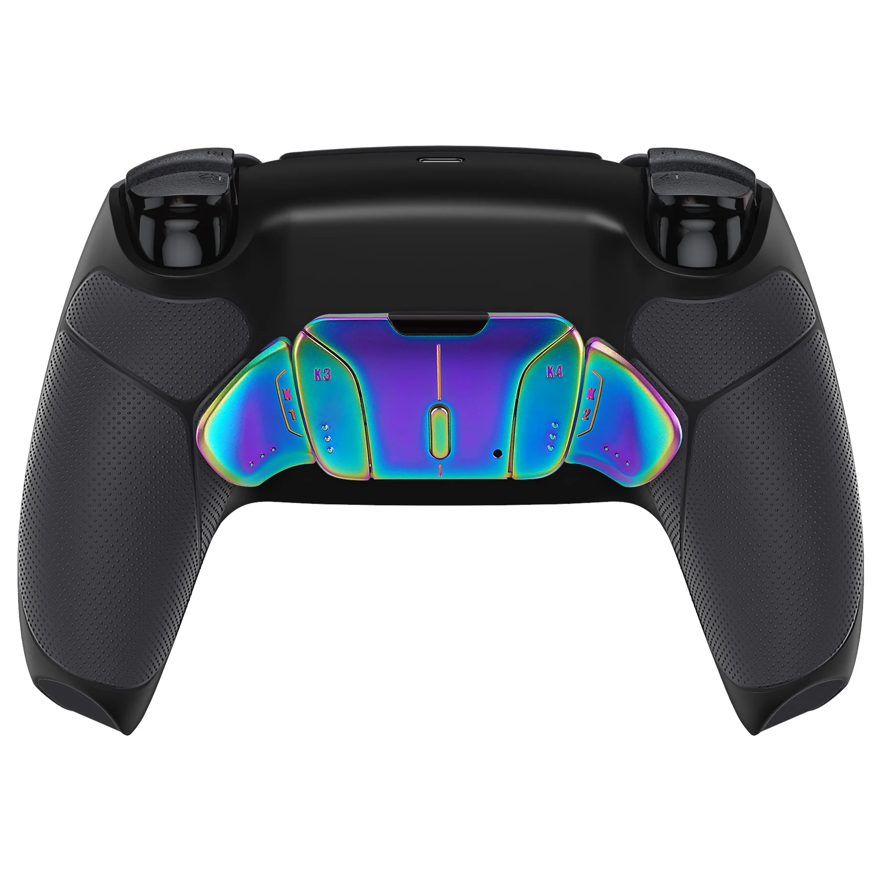 eXtremeRate Rainbow Aura Blue & Purple Real Metal Buttons (RMB) Version RISE4 Remap Kit for PS5 Controller BDM-010/020 - Rubberized Black - Image 8